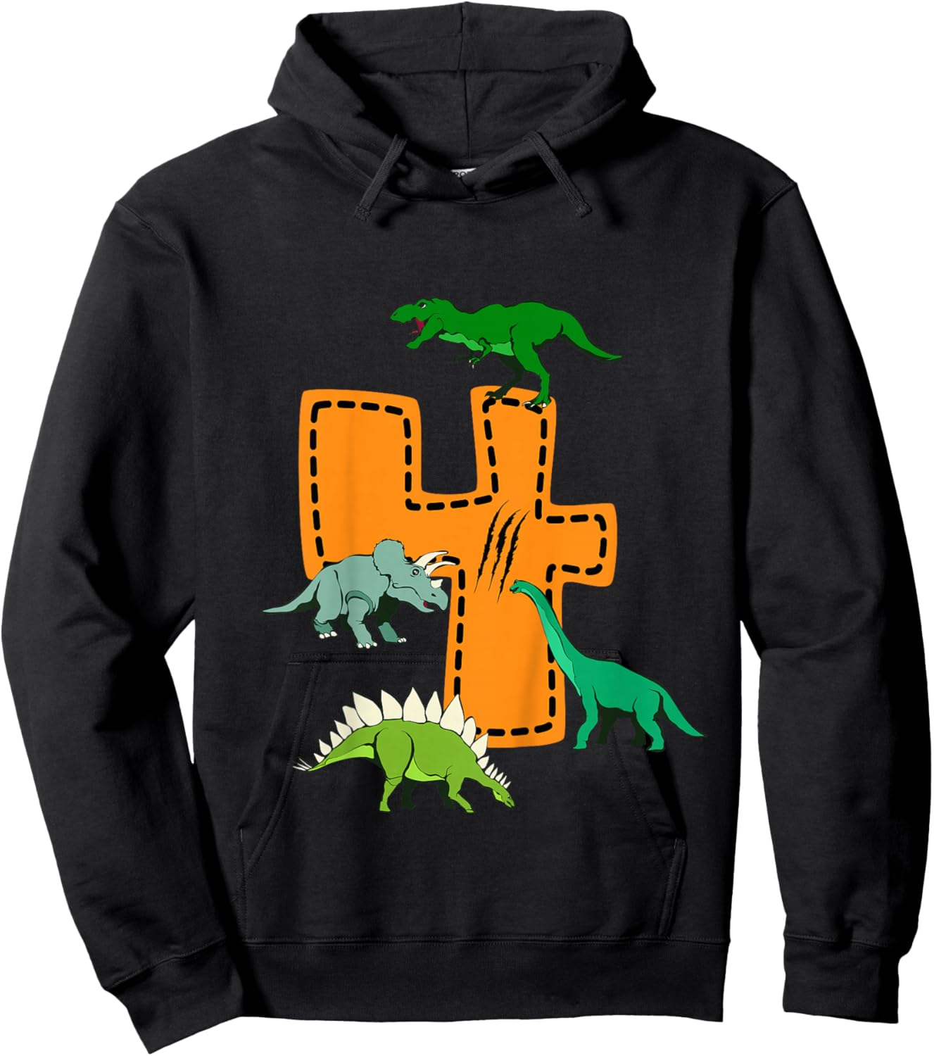 I'm 4 Dinosaurs 4th Children's Son's Dino Birthday Party Hoodie - Hoodie | Black