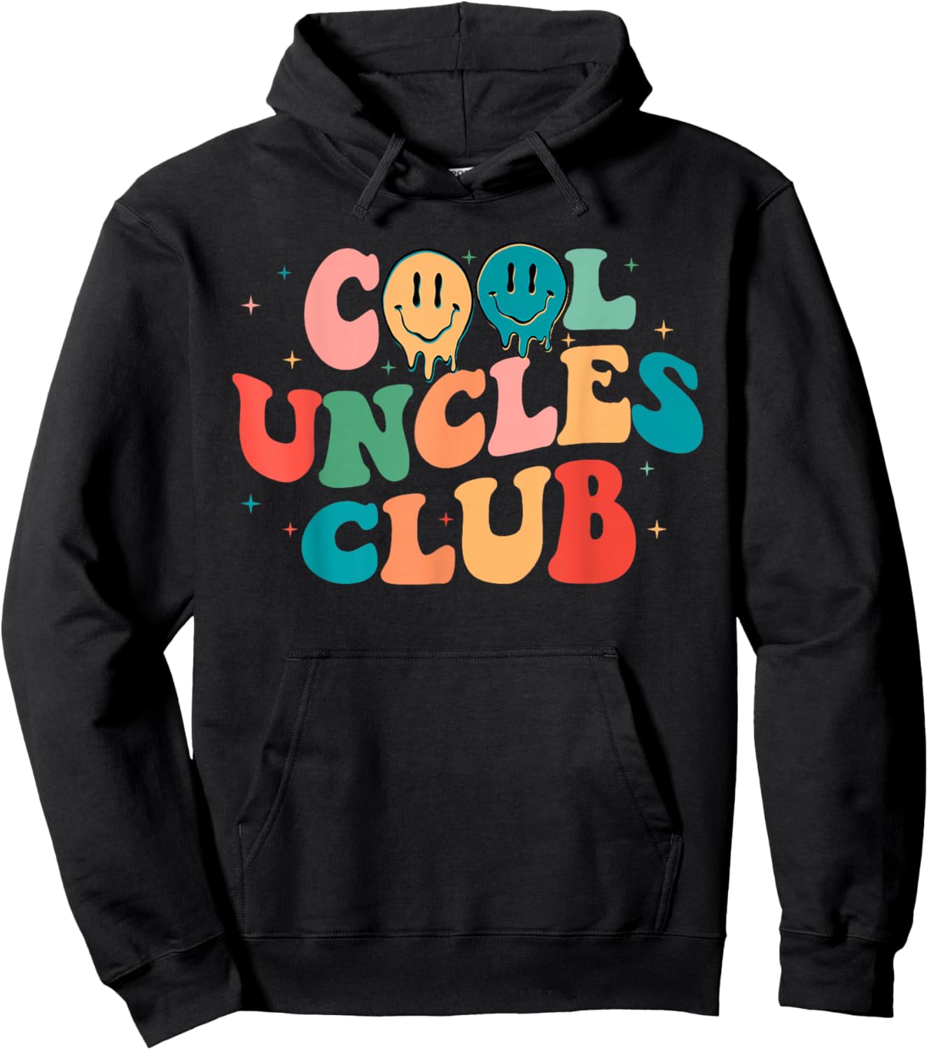 Retro Groovy Cool Uncles Club Smile Face Funny New Uncle Men Hoodie - Hoodie | Black