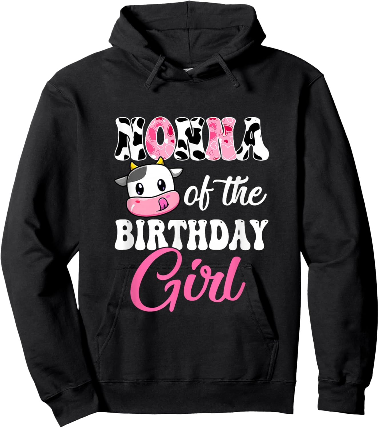 Nonna Of The Birthday Girl Farm Cow 1St Birthday Girl Hoodie - Hoodie | Black
