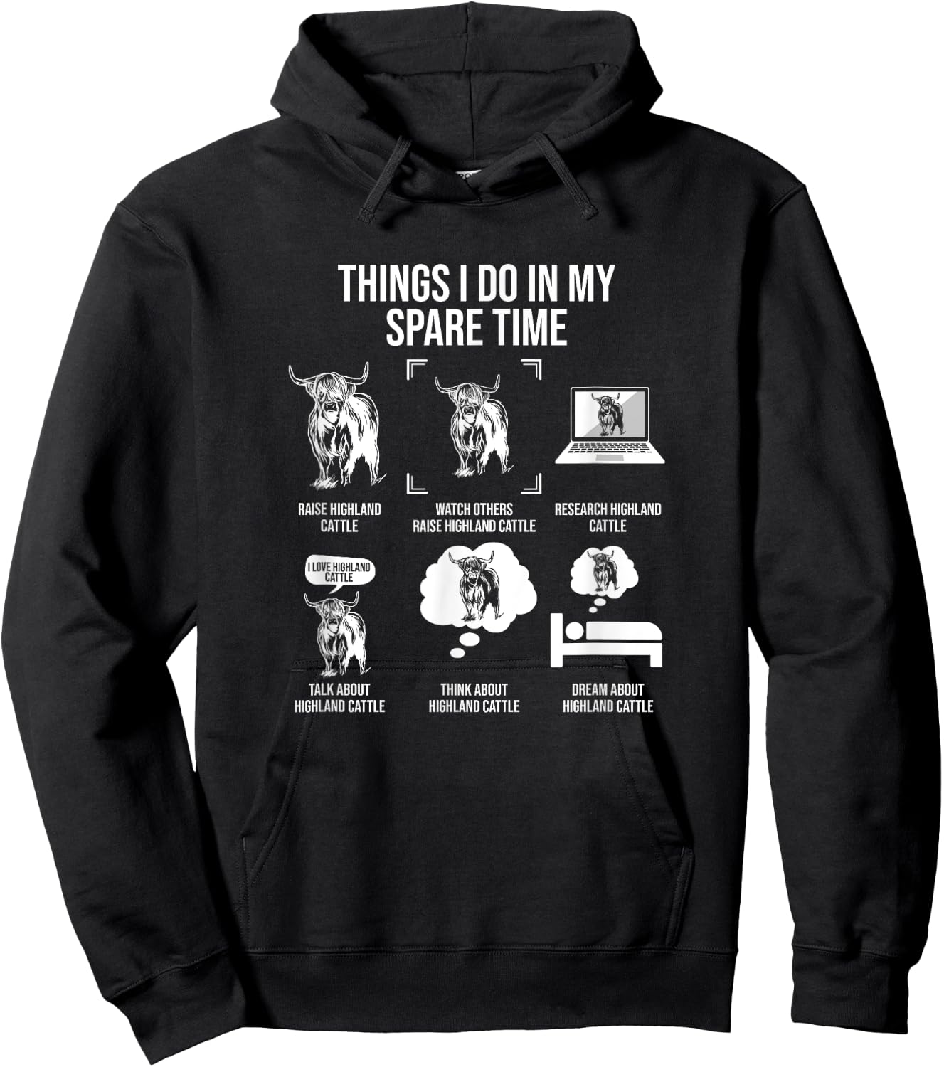 Things I Do In My Spare Time, Highland Cattle Breeder Hoodie - Hoodie | Black