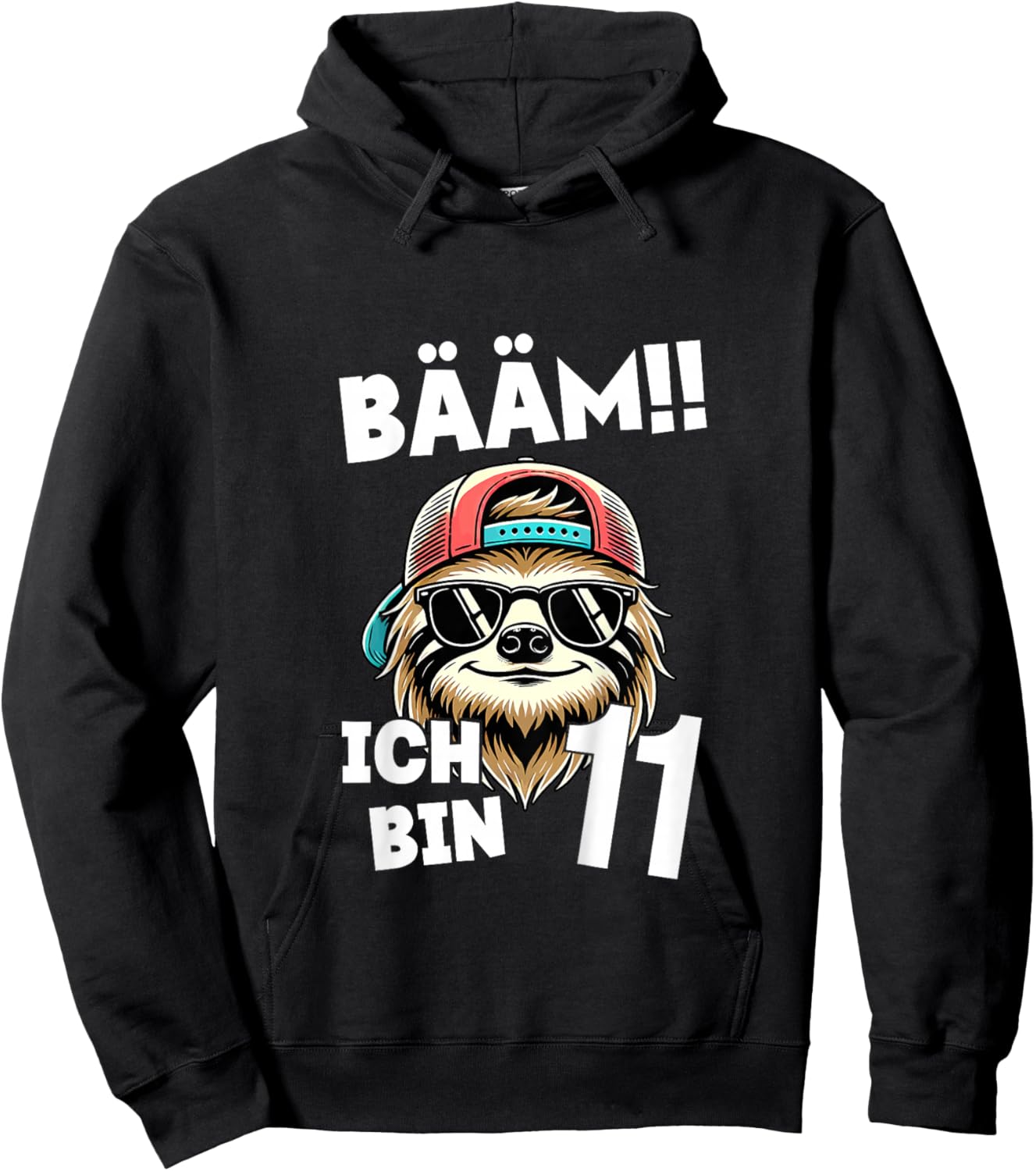 BÄÄM Ich Bin 11 Geburtstag Cooler Faultier Geburtstagsdeko Hoodie - Hoodie | Black