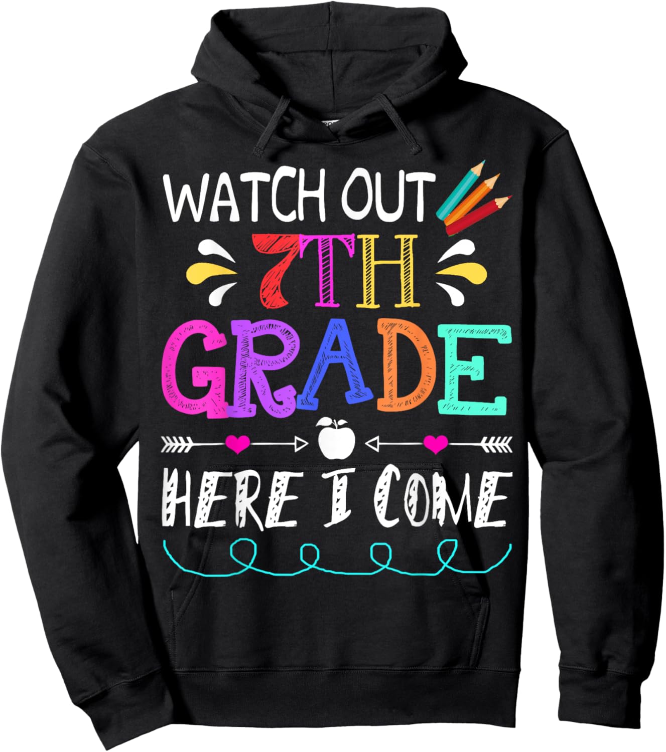 Watch Out 7th Grade Here I Come Funny Unicorn Back To School Hoodie - Hoodie | Black