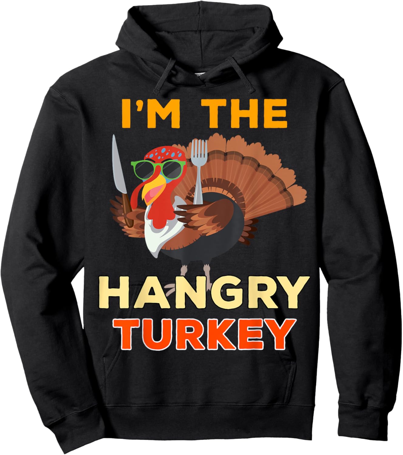 Hangry Turkey for Family Group Matching Thanksgiving Costume Hoodie - Hoodie | Black