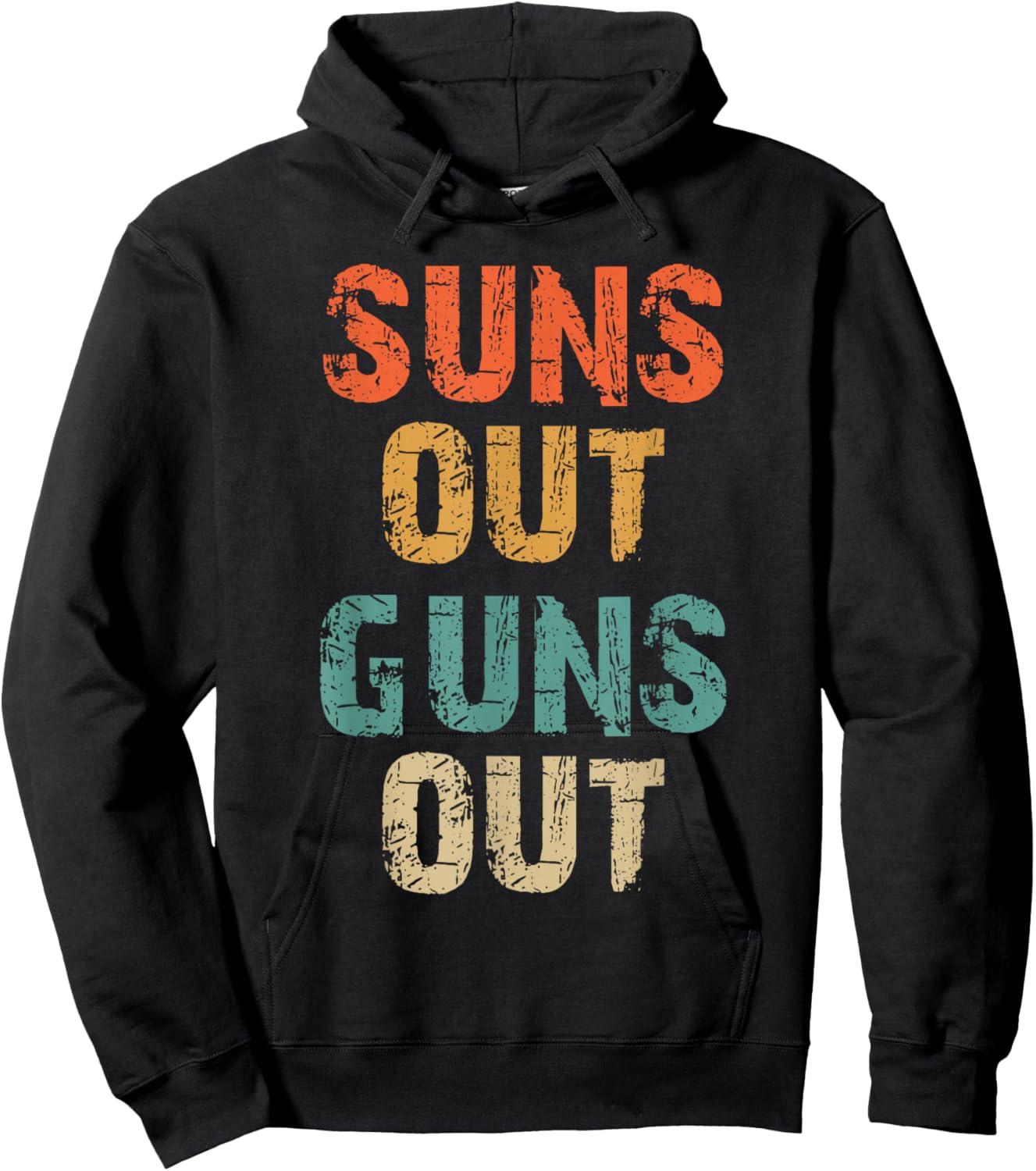 Suns Out Guns Out Cool Muscle Sun Vintage Hoodie - Hoodie | Black