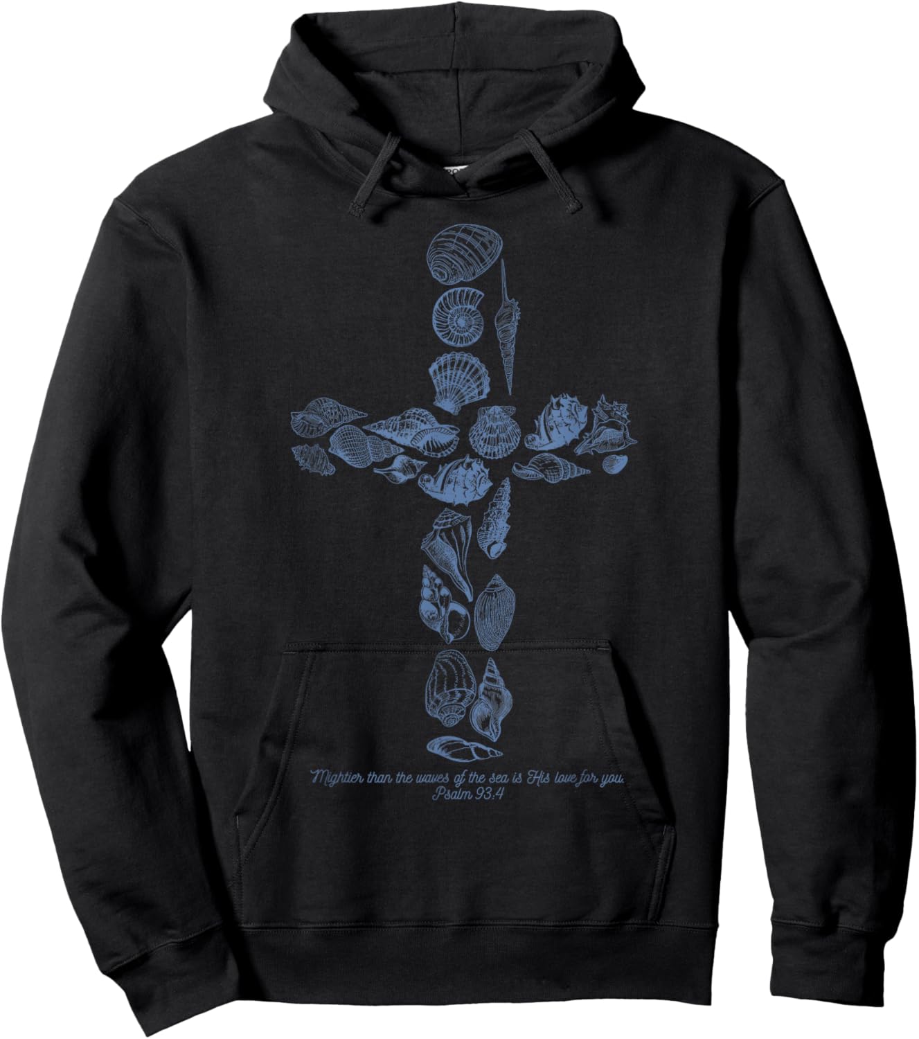 Beachy Ocean Seashell Ocean Beach Faith Cross Christian Women Hoodie - Hoodie | Black