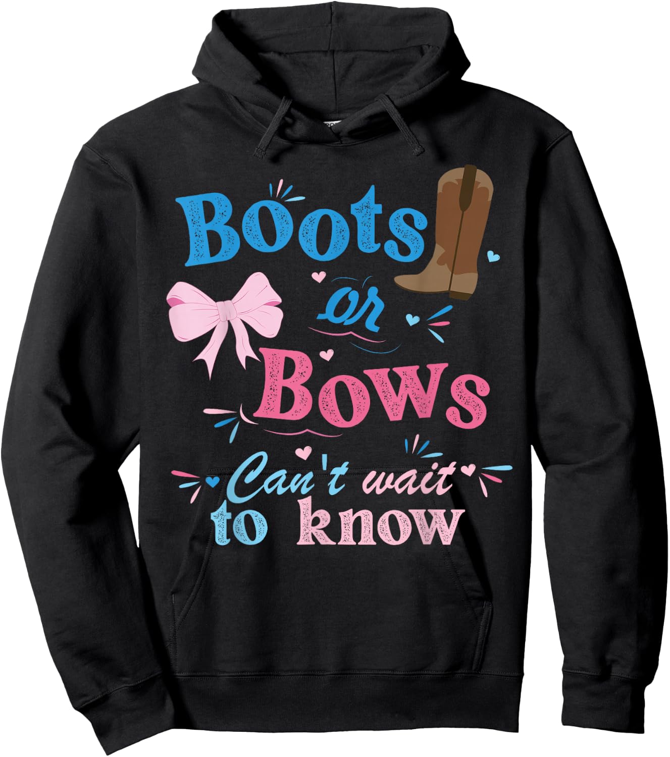 Boots Or Bows Can't Wait To Know Gender Reveal Party Hoodie - Hoodie | Black