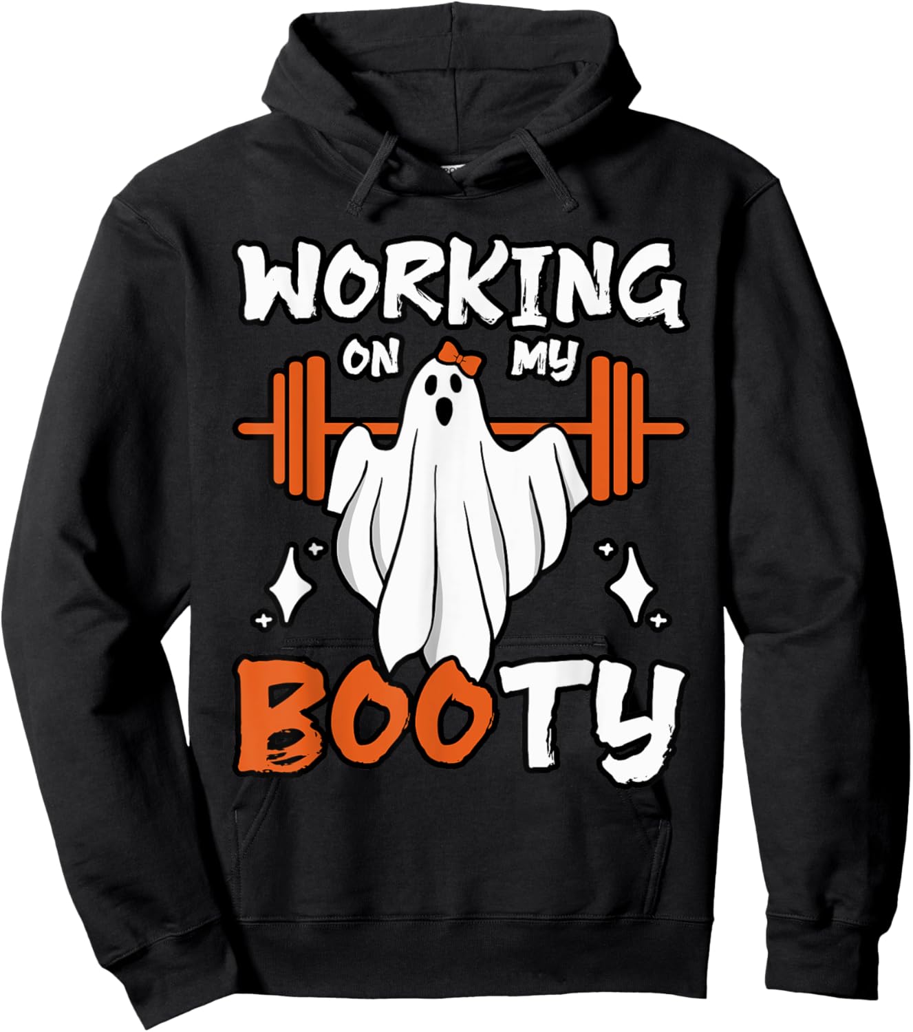 Working On My Booty Ghost Weightlifter Fitness Halloween Hoodie - Hoodie | Black