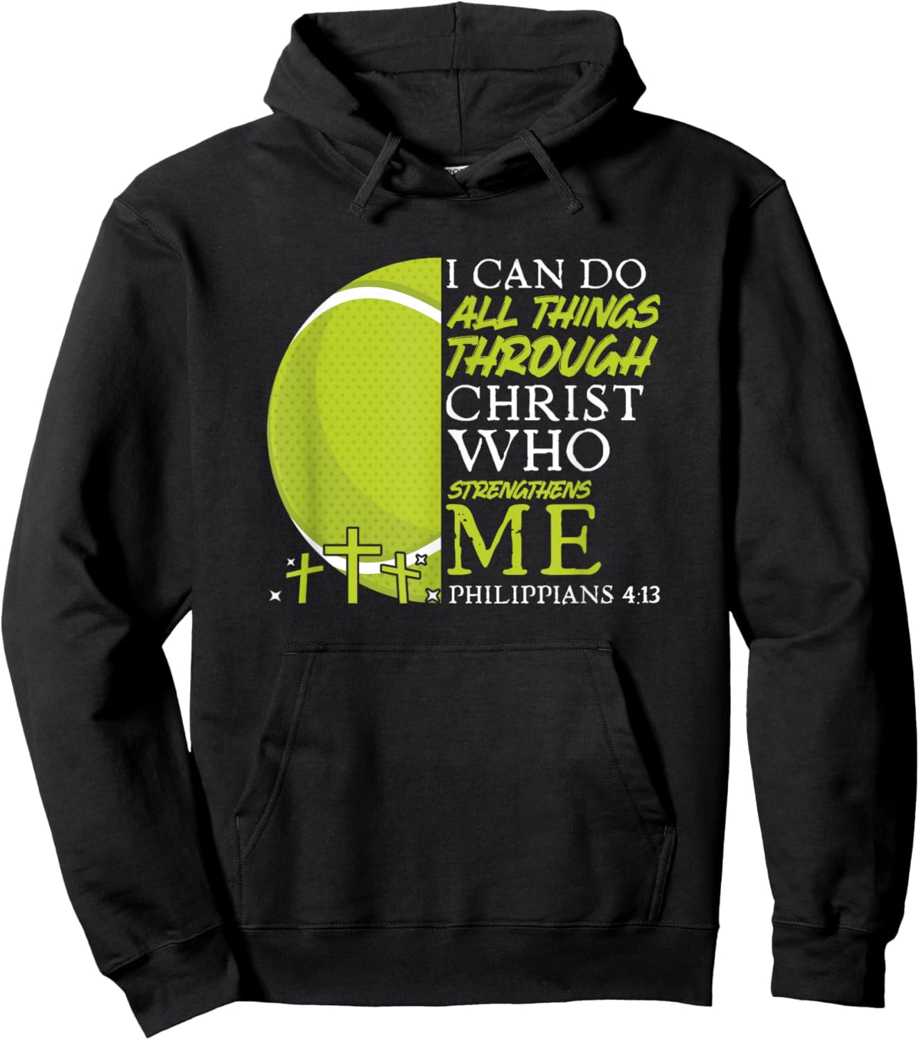 Can Do All Things Tennis Player Christian Bible Verse Hoodie - Hoodie | Black