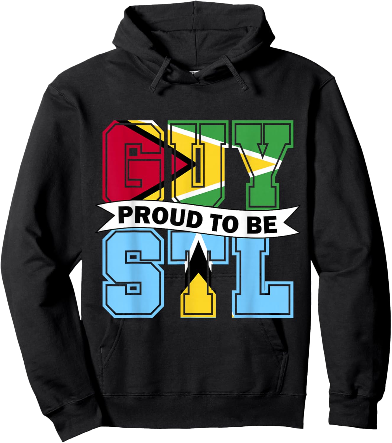 Proud to be Half Guyanese half Lucian Guyana Saint Lucia Hoodie - Hoodie | Black