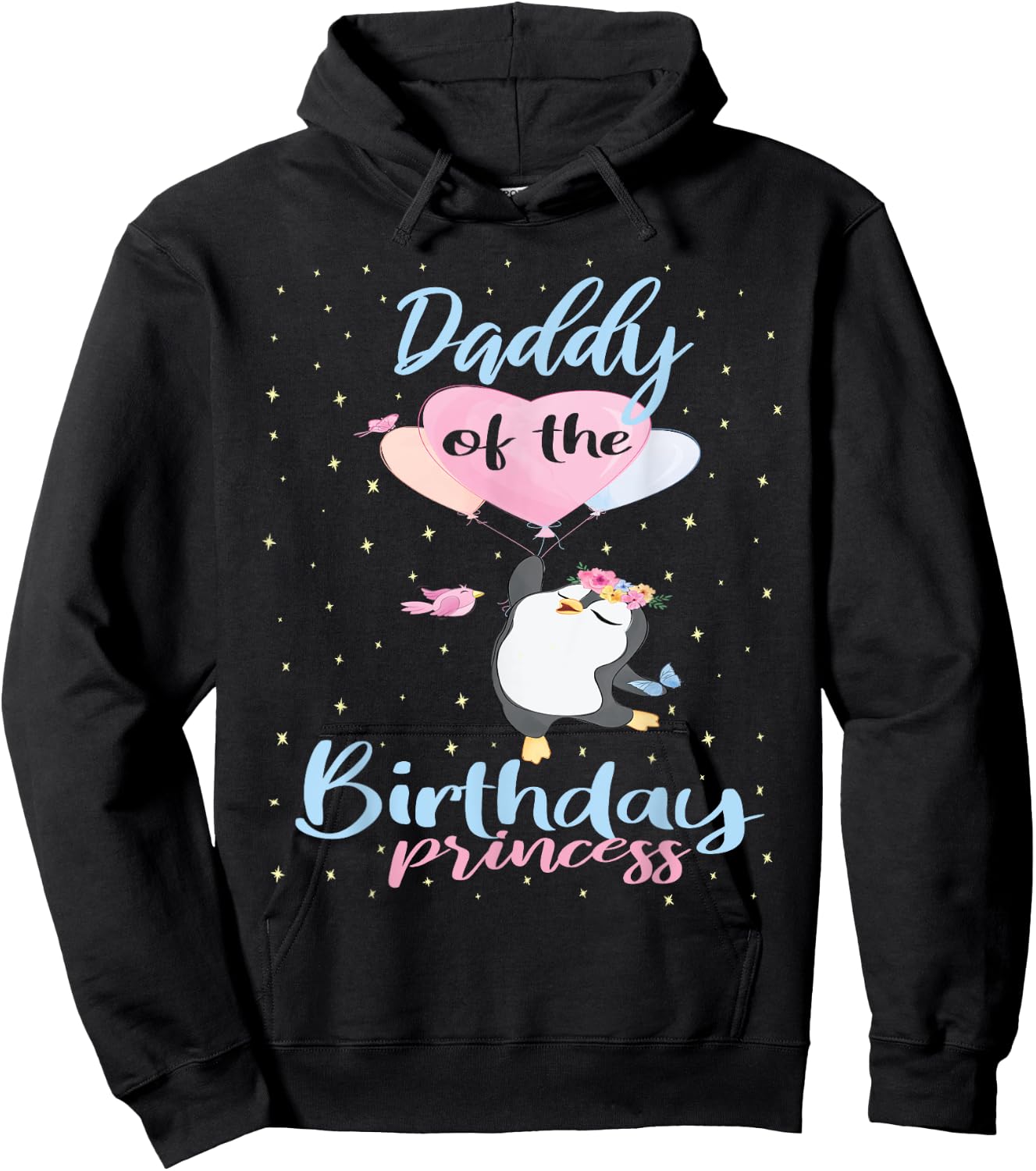 Daddy Of The Birthday Princess Penguin Girls B-day Party Hoodie - Hoodie | Black