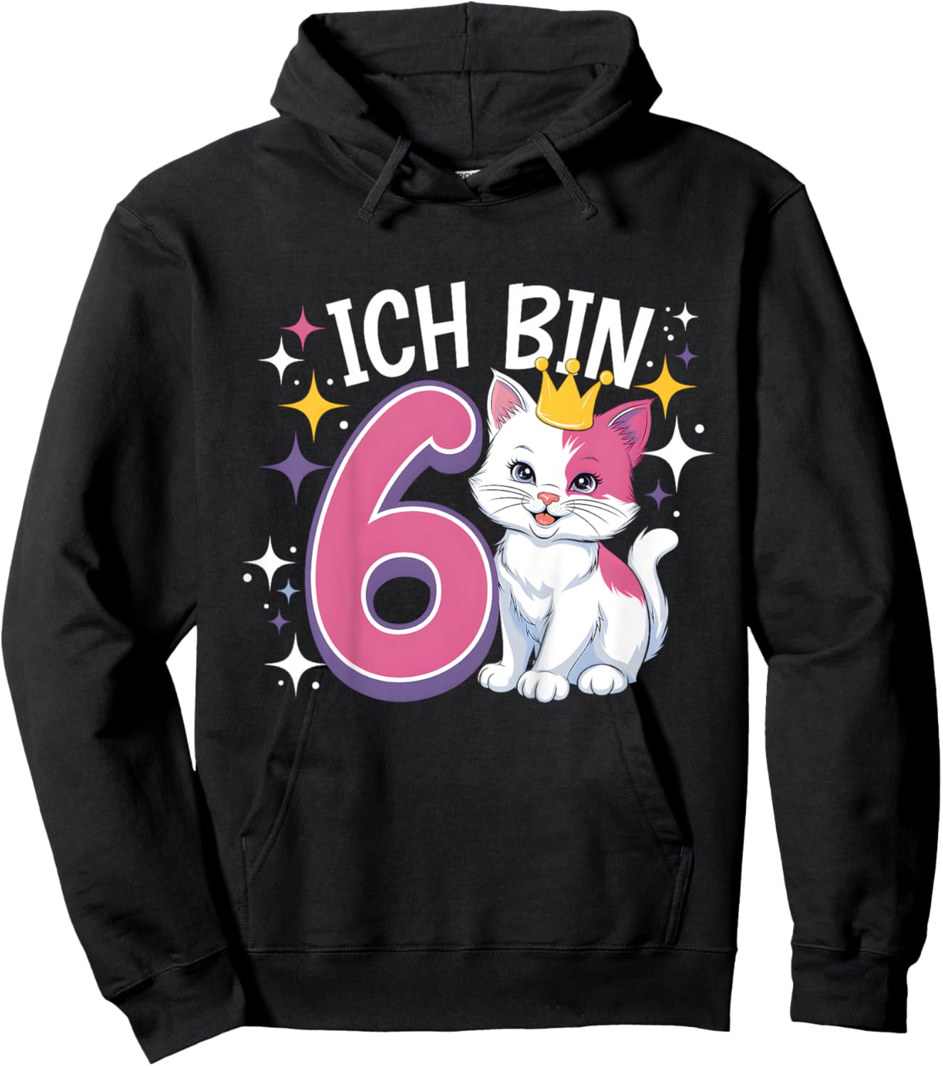 Kinder 6. Geburtstag Kindergeburtstag Sechster Geburtstag Katze Hoodie - Hoodie | Black
