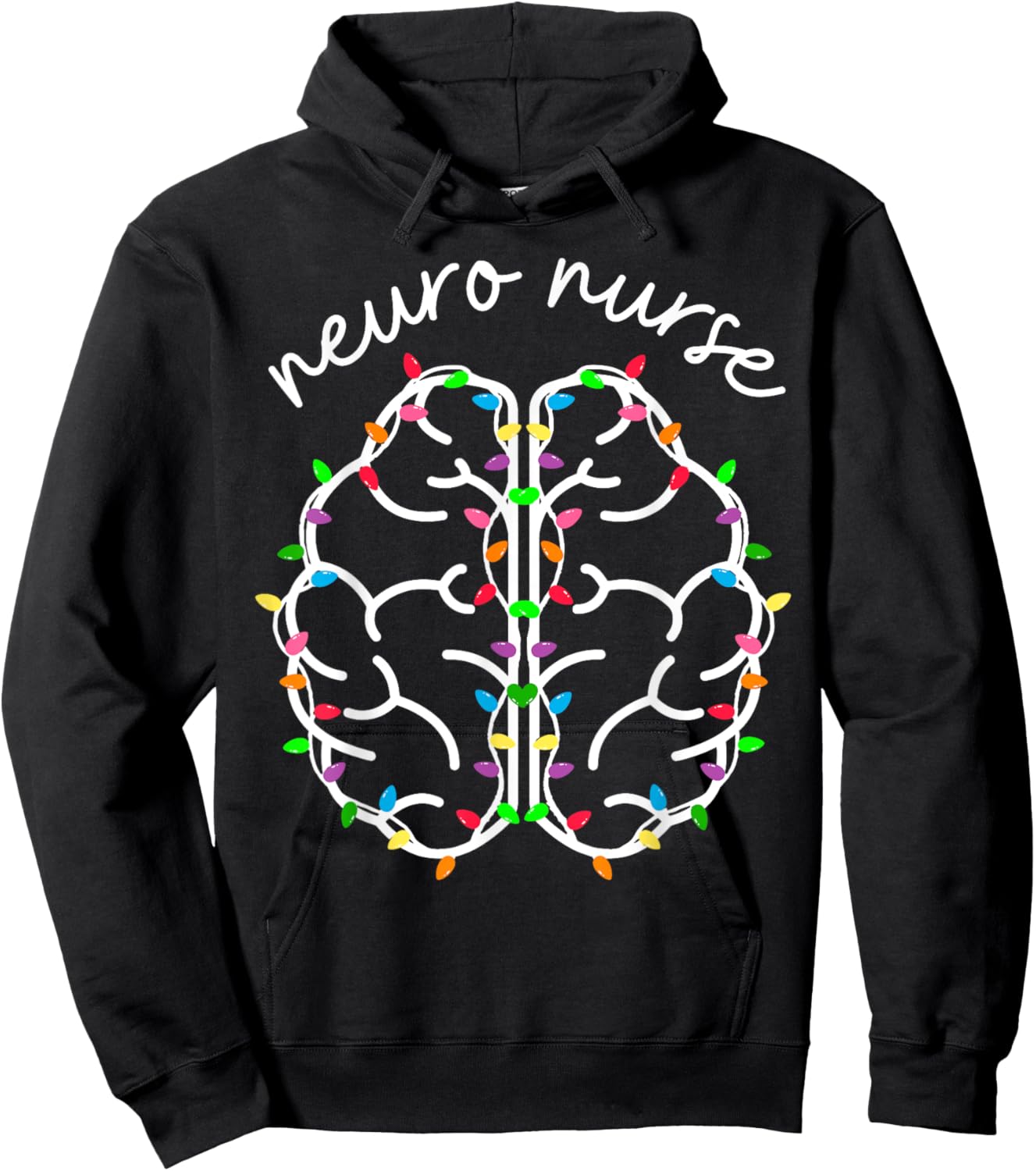 Neuro Crew Nurse Christmas Lights Brain Science Neuroscience Hoodie - Hoodie | Black