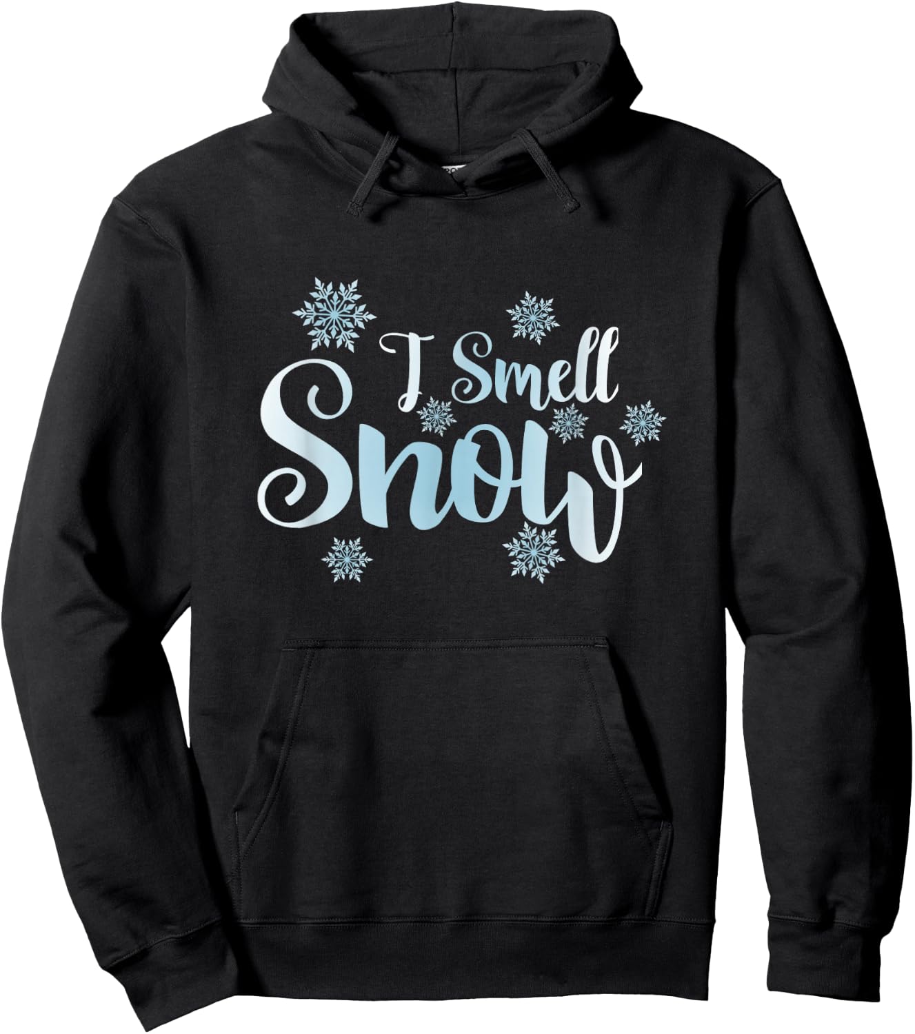 i smell snow, cute snowflakes snowy Winter holiday christmas Hoodie - Hoodie | Black