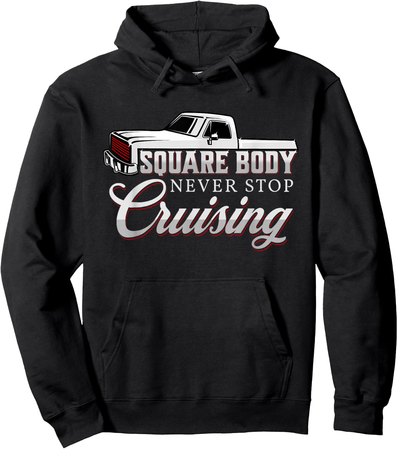 Vintage American Square Body Truck 4x4 Mud Trucks Hoodie - Hoodie | Black