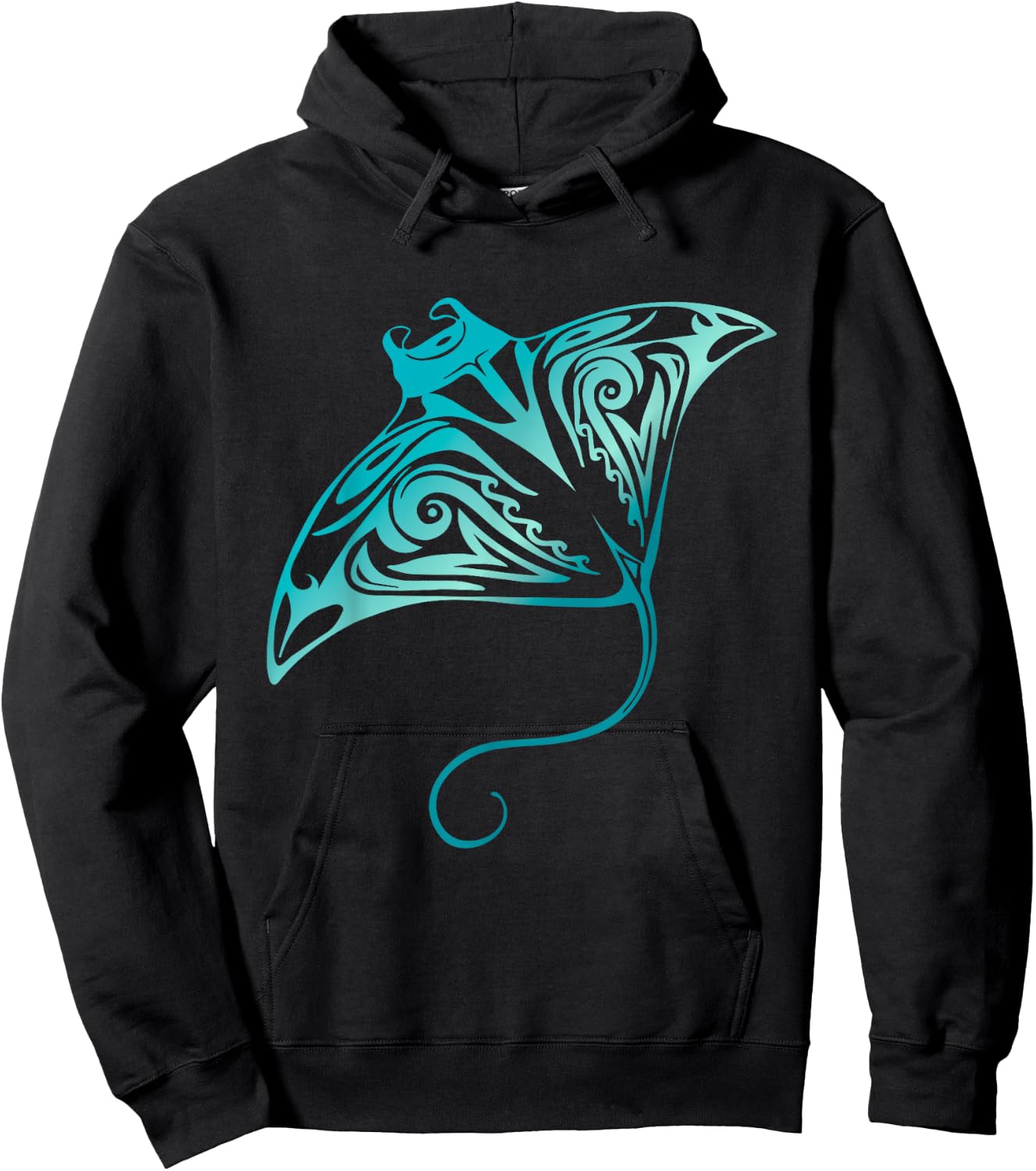 Hawaii Tribal Manta Ray Hawaiian Shirt Shark Lover Hoodie - Hoodie | Black