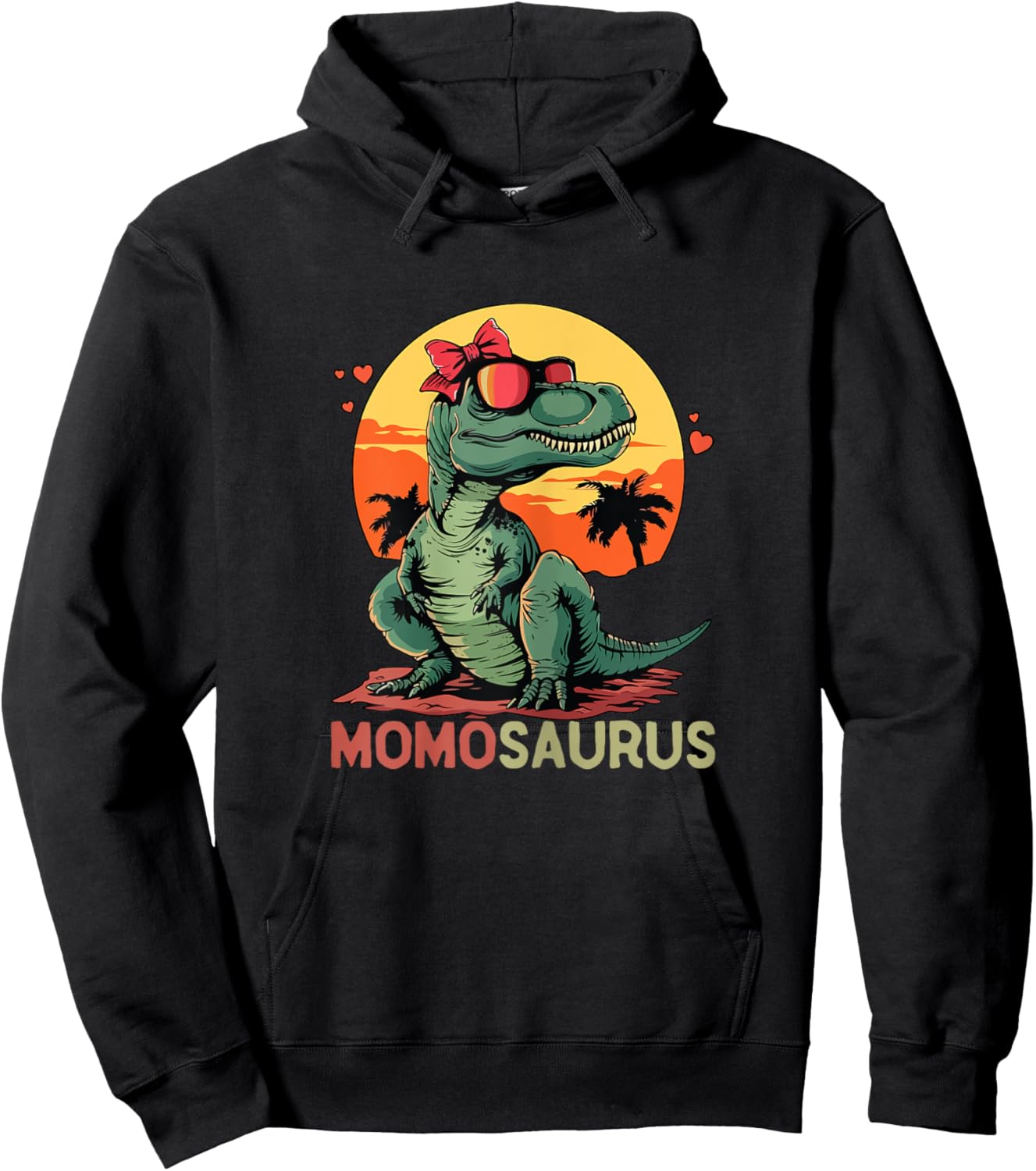 MomoSaurus Dino Dinosaur Momo-Saurus T-Rex Mother's Day Trex Hoodie - Hoodie | Black