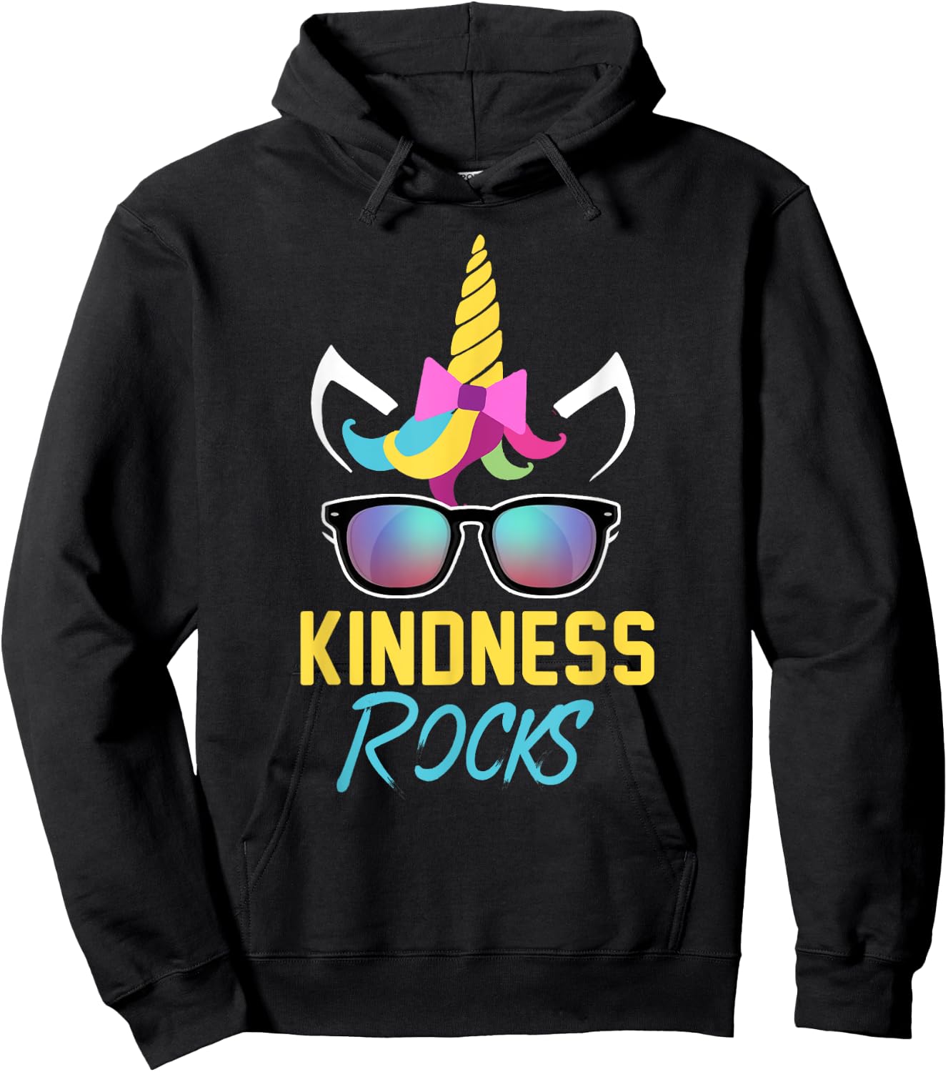 Kindness Rocks Anti Bullying Rainbow Unicorn Sunglasses Gift Hoodie - Hoodie | Black