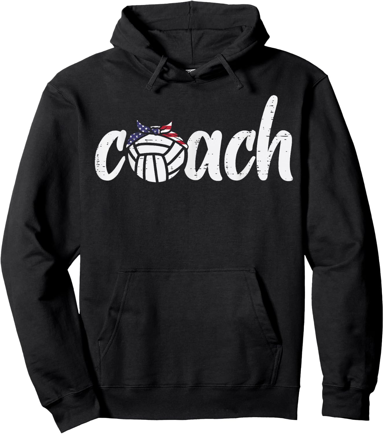 Volleyball Coach US Flag Bandana Vintage Patriotic Men Women Hoodie - Hoodie | Black
