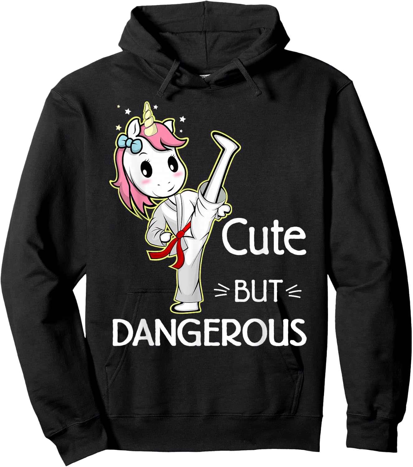 Cute Unicorn Karate Taekwondo - Kids - Black - Small - Short Sleeve - Funny Martial Arts Hoodie - Hoodie | Black