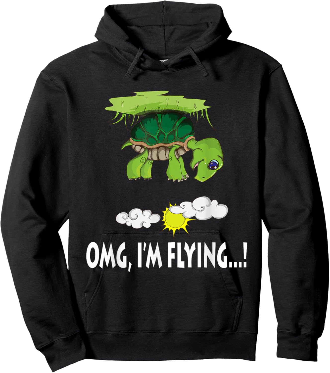 Flying turtle OMG I'm Flying Hoodie - Hoodie | Black