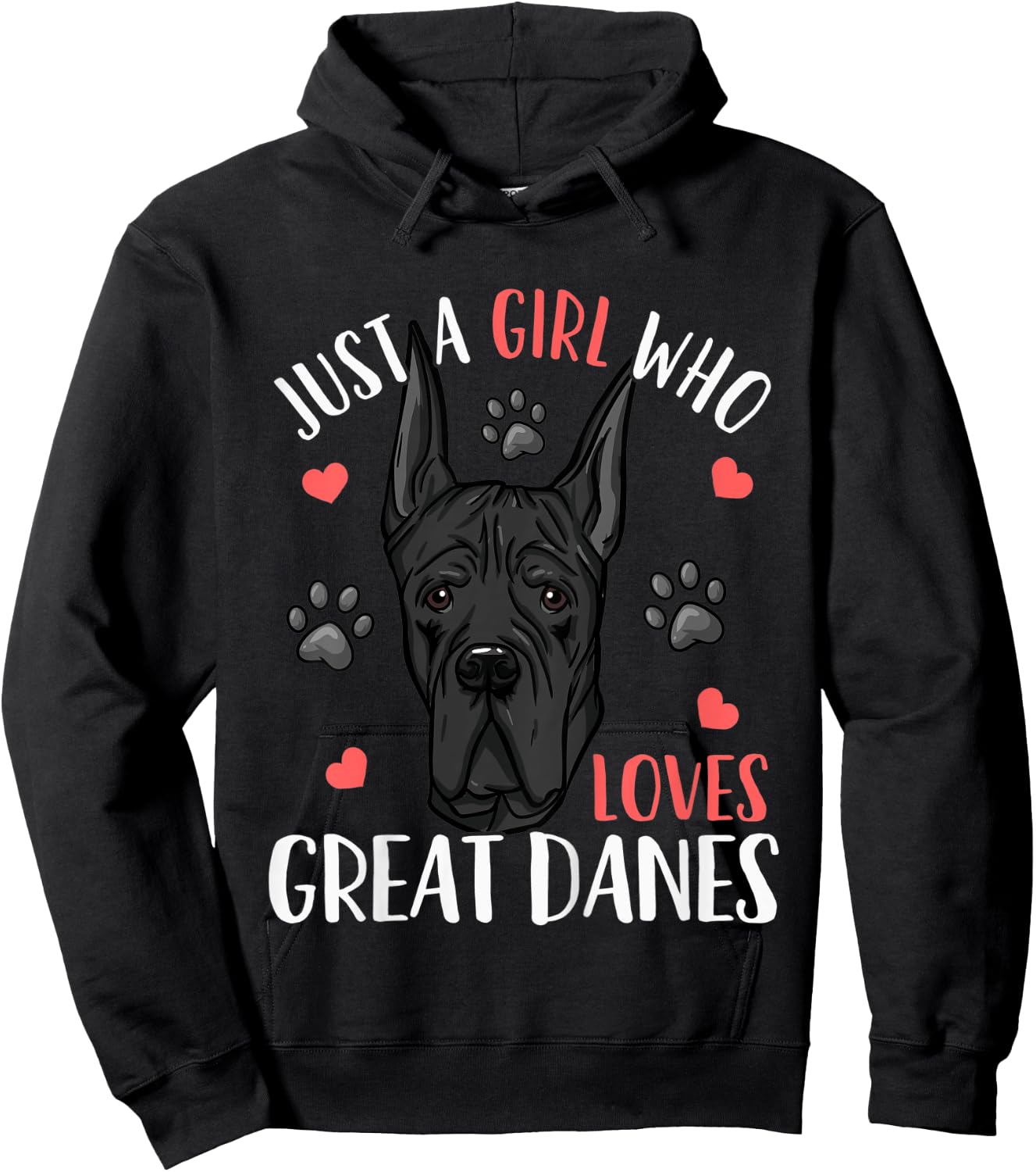 Kids Great Dane Just A Girl Who Loves Great Danes Gift Hoodie - Hoodie | Black