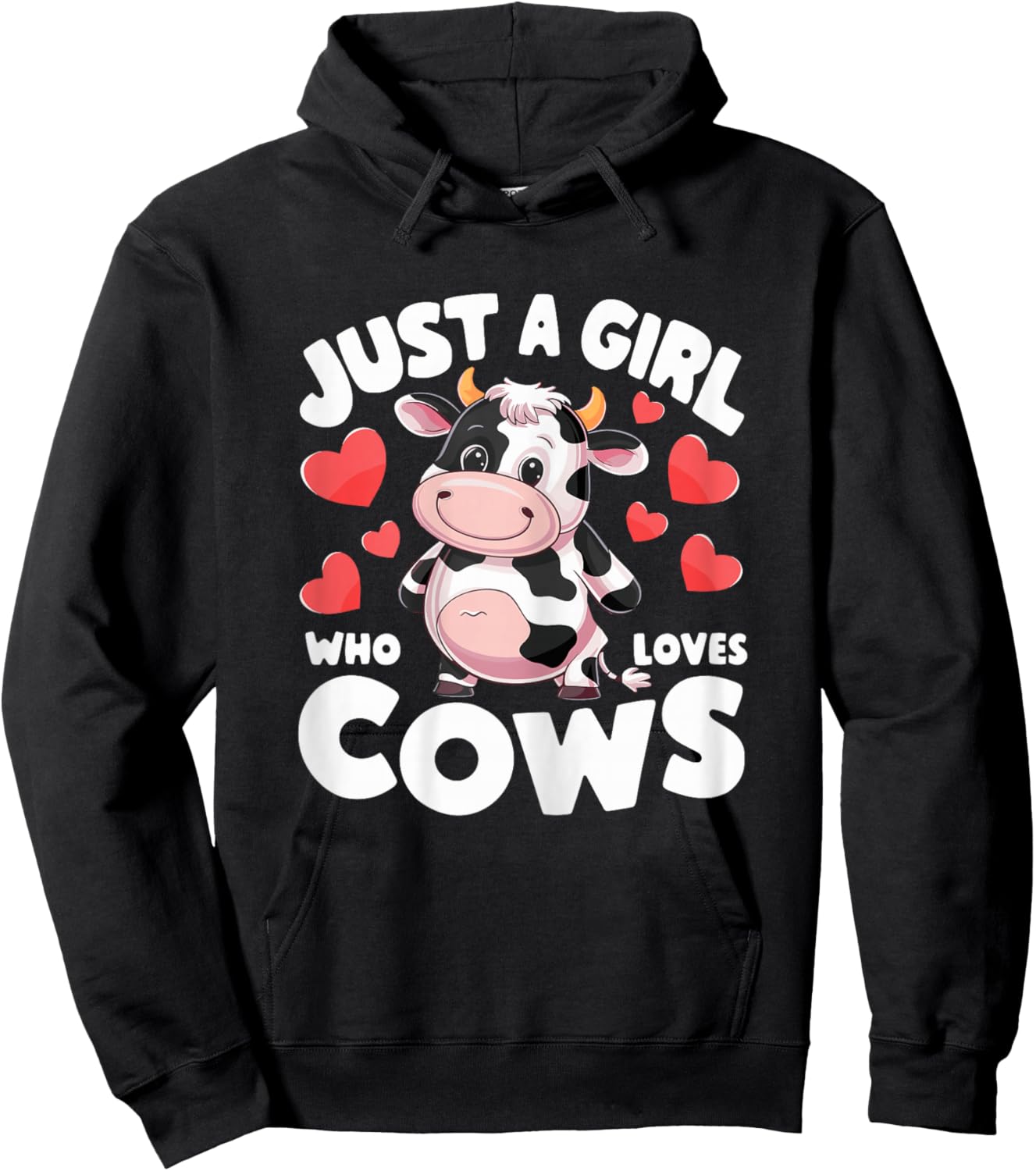 Farmer Cute Cow Just a Girl Who Loves Cows Hoodie - Hoodie | Black