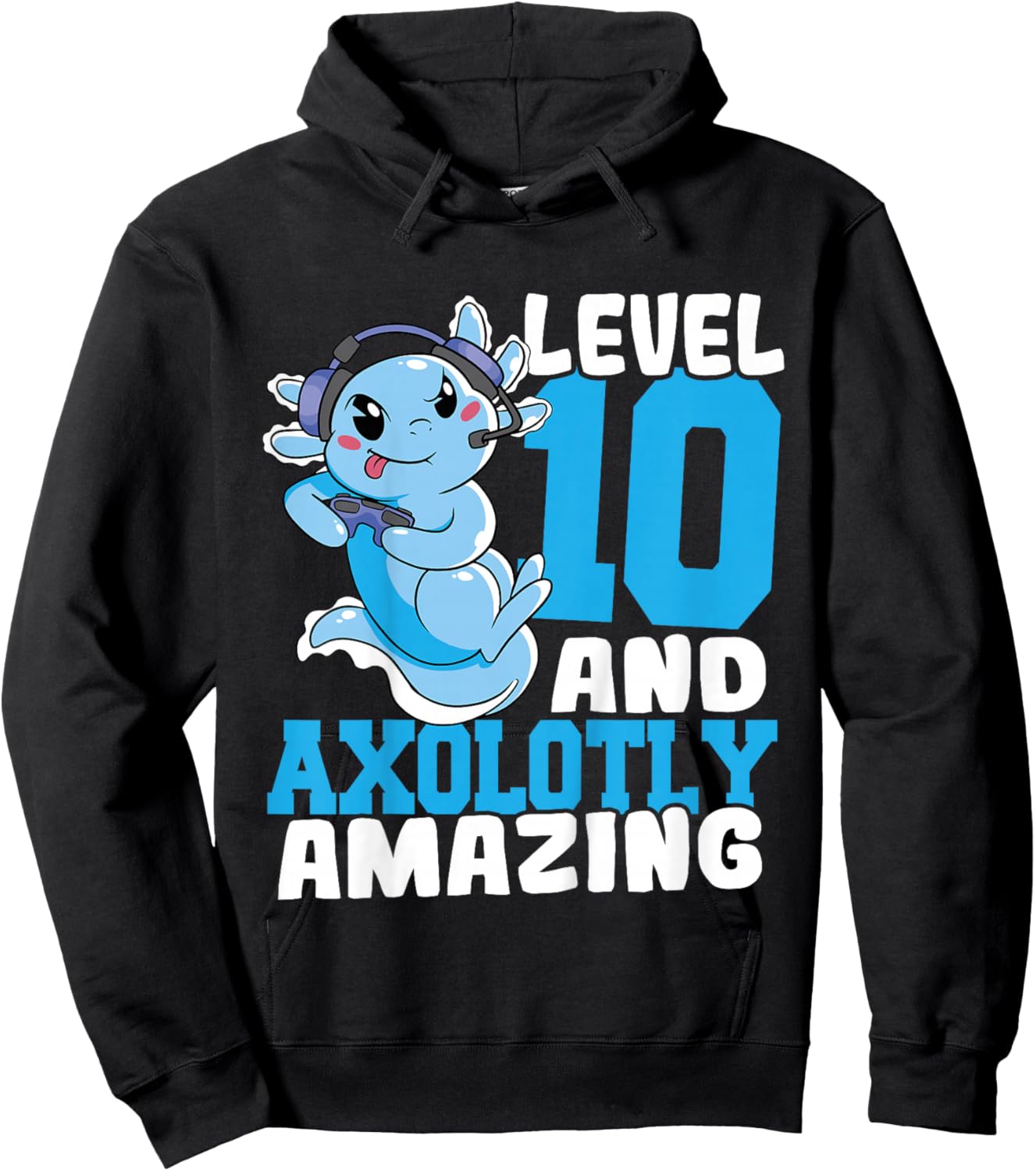 Kids Axolotl Birthday Gaming 10 Year Old Axolotl 10th Birthday Hoodie - Hoodie | Black