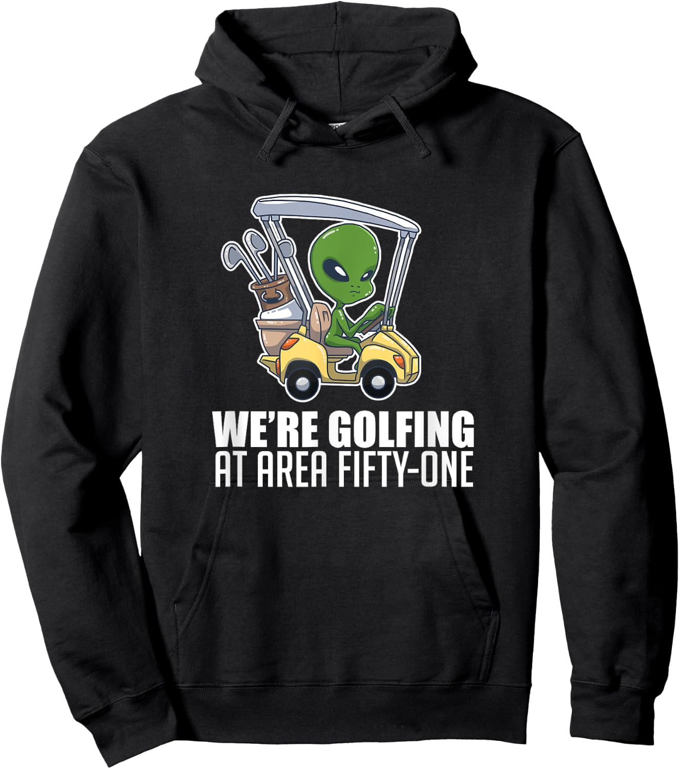 Golfing At Area Fifty One Golf Player Lover Alien Hoodie - Hoodie | Black