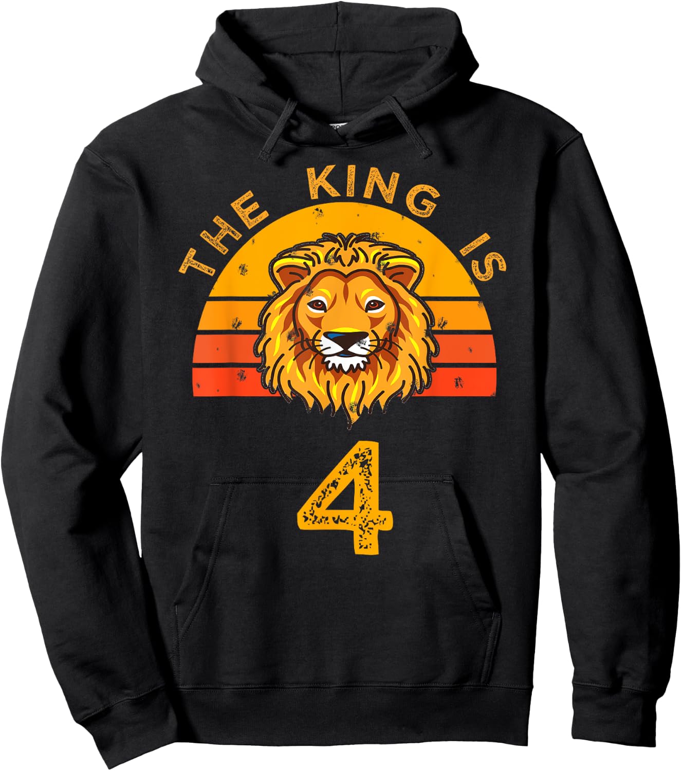 King is 4 Years Old - 4th Birthday Animal Gift Ideas Hoodie - Hoodie | Black