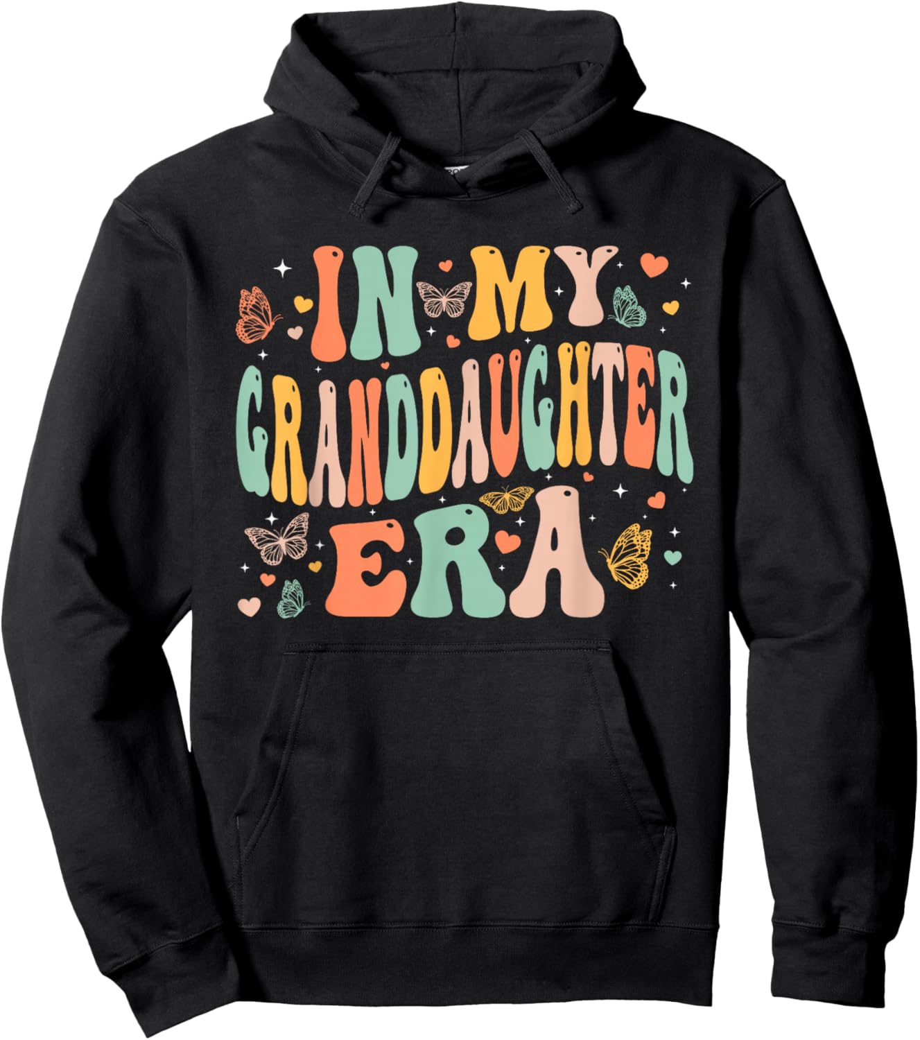 Retro Groovy In My Granddaughter Era Mother's Day Kids Girls Hoodie - Hoodie | Black