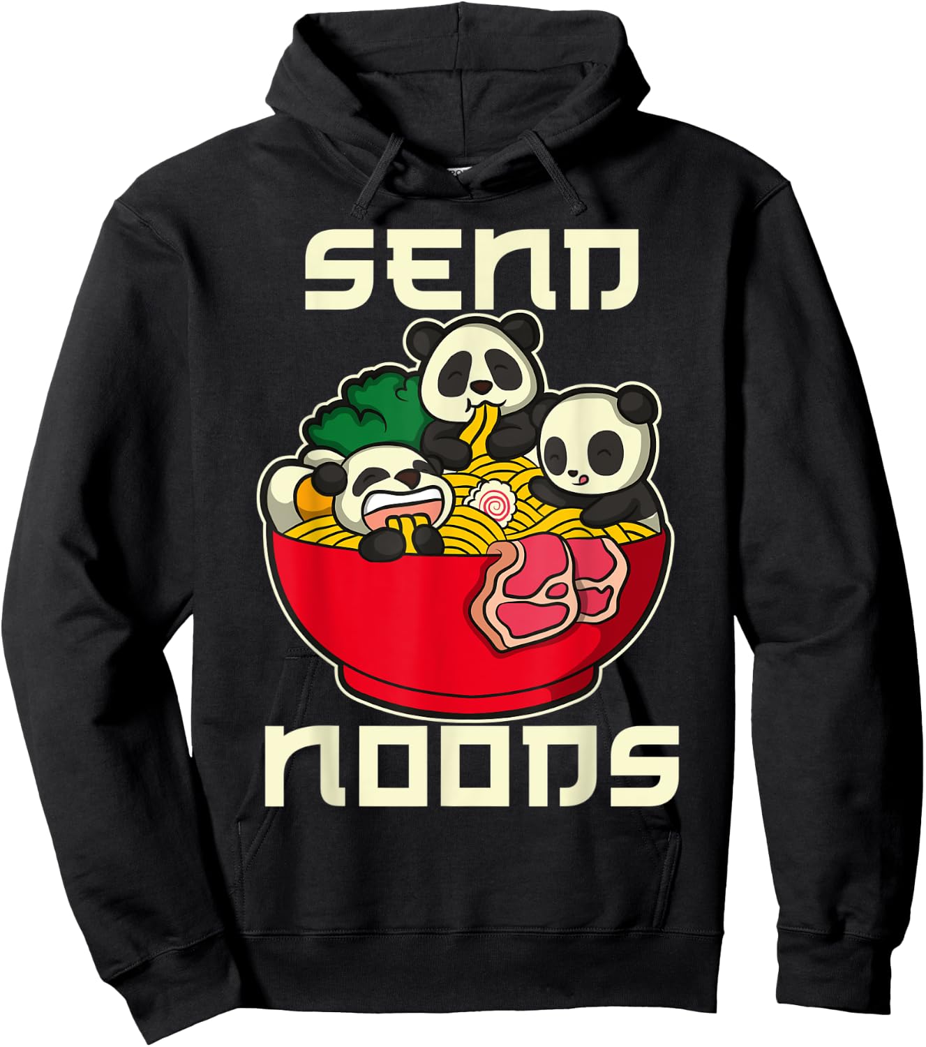 Japanese Anime Kawaii Ramen Noodles Panda Hoodie - Hoodie | Black