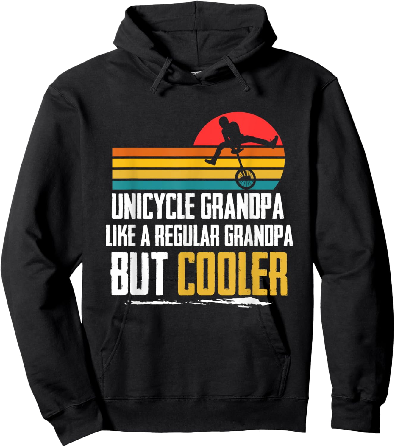 Vintage Monocycle Unicycle Grandpa Regular Grandfather Retro Hoodie - Hoodie | Black