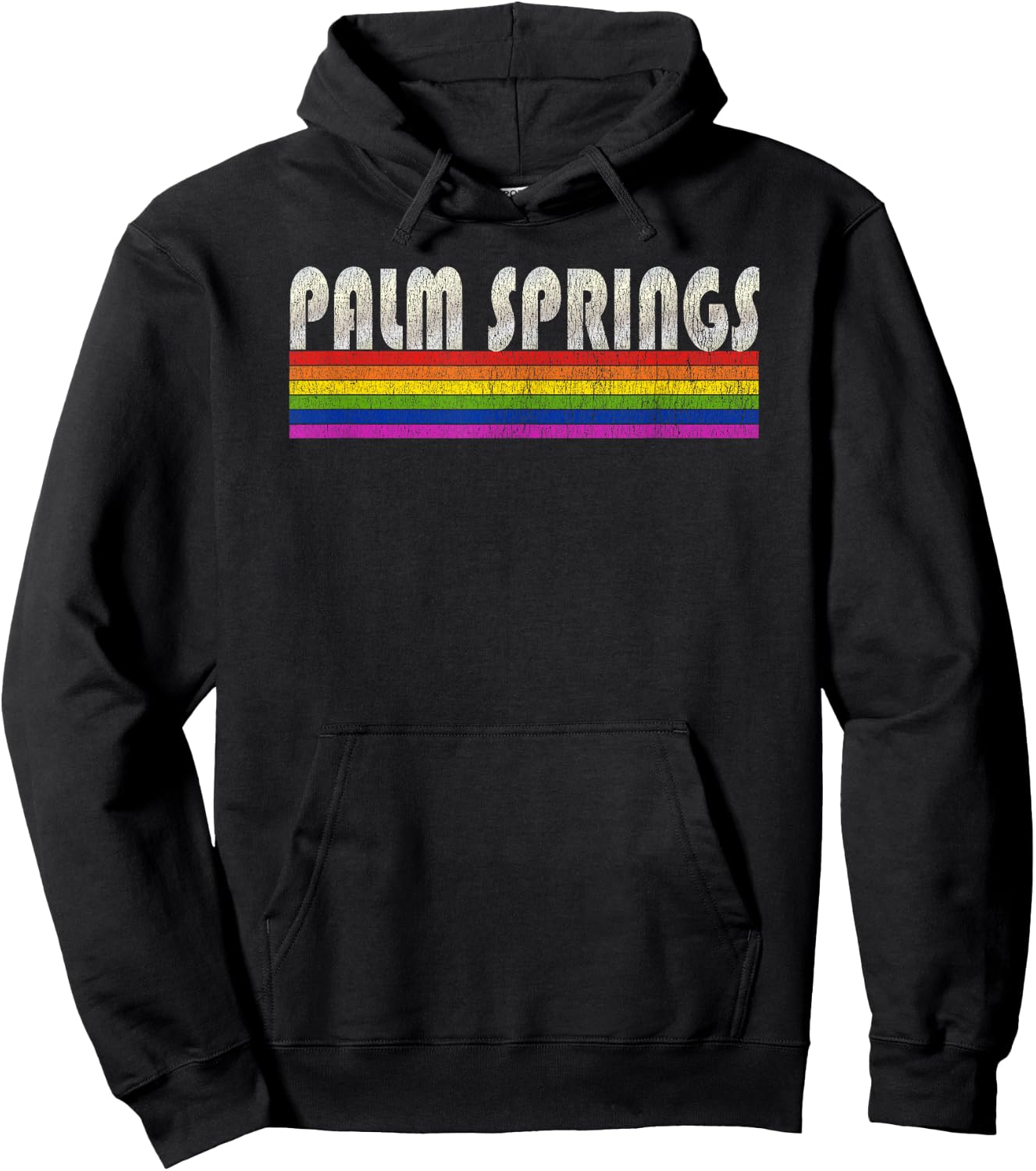 Vintage 80's Style Palm Springs Gay Pride Month Hoodie - Hoodie | Black