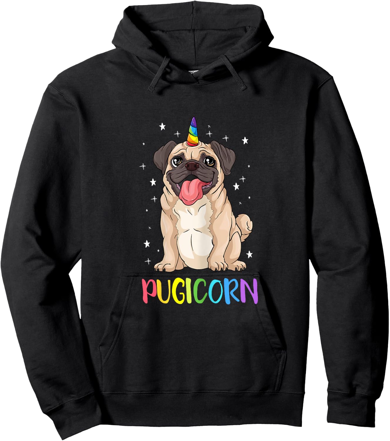 Girl Pugicorn funny pug Lover unicorn Pug Owner Hoodie - Hoodie | Black