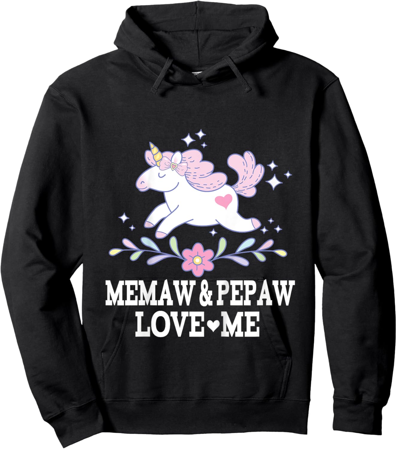Kids Memaw and Pepaw Love Me Granddaughter Unicorn Hoodie - Hoodie | Black