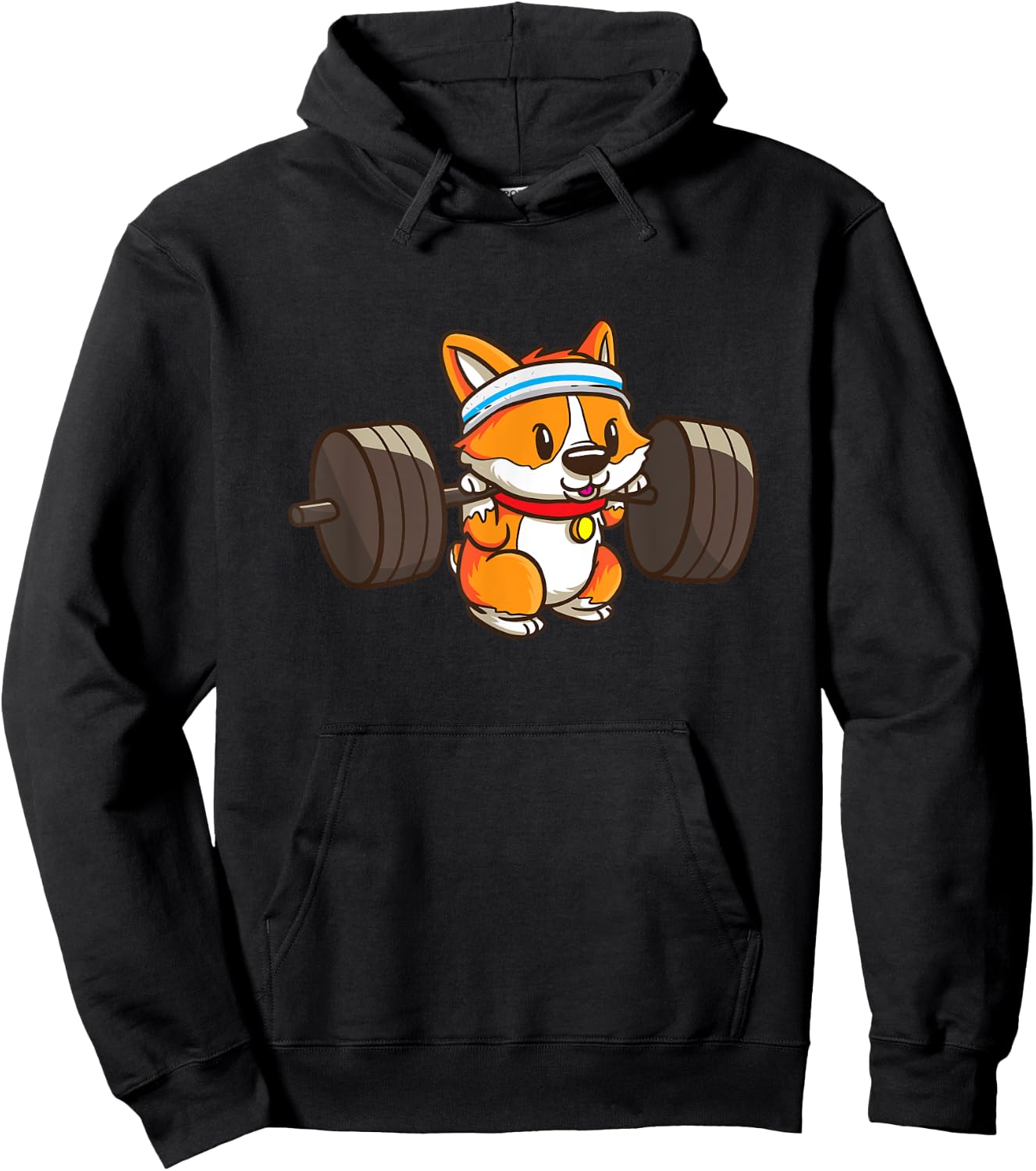 Cute Corgi Weightlifting Dog Lover Girls Hoodie - Hoodie | Black