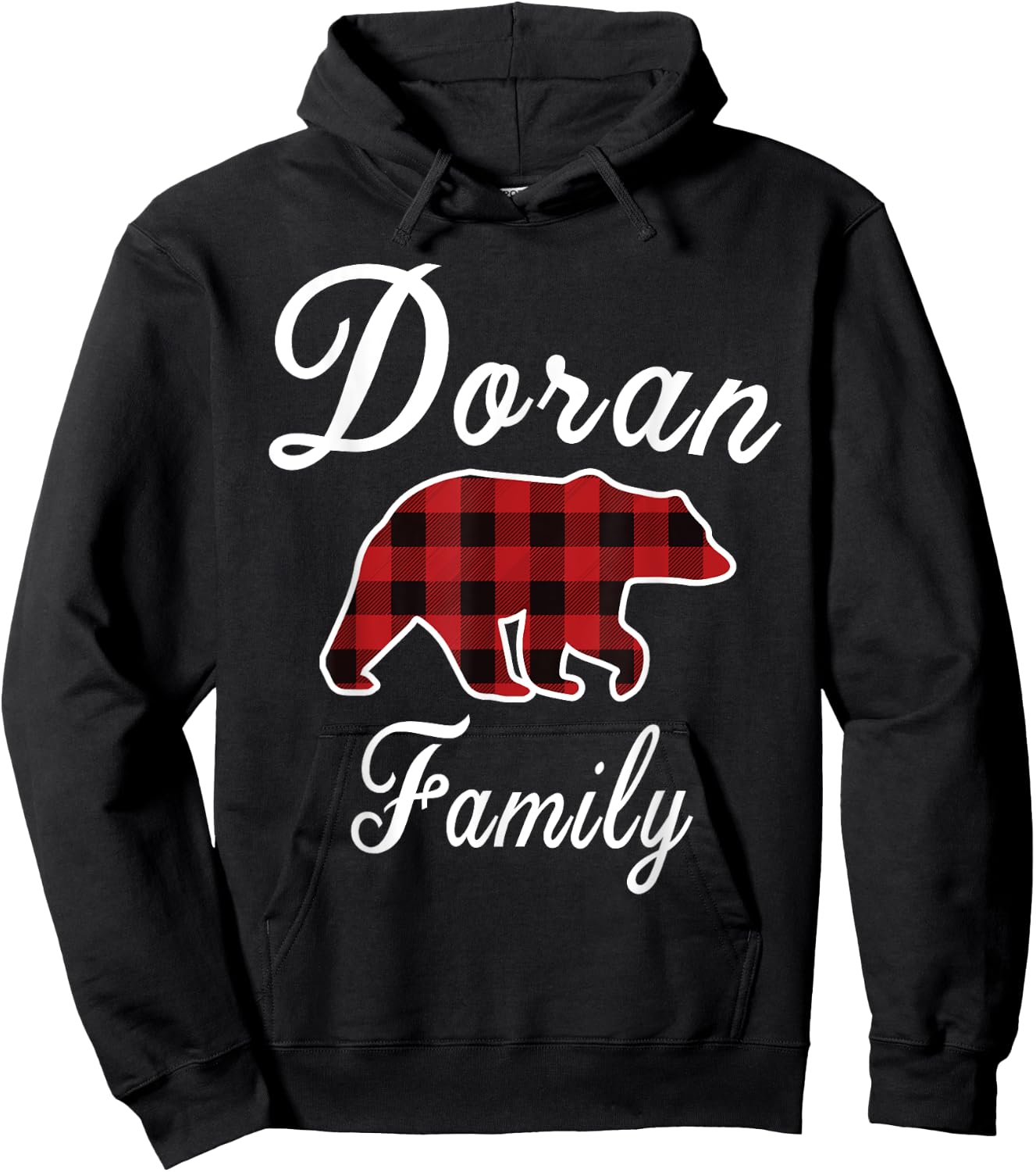 DORAN Family Bear Red Plaid Christmas Pajama Men Women Gift Hoodie - Hoodie | Black