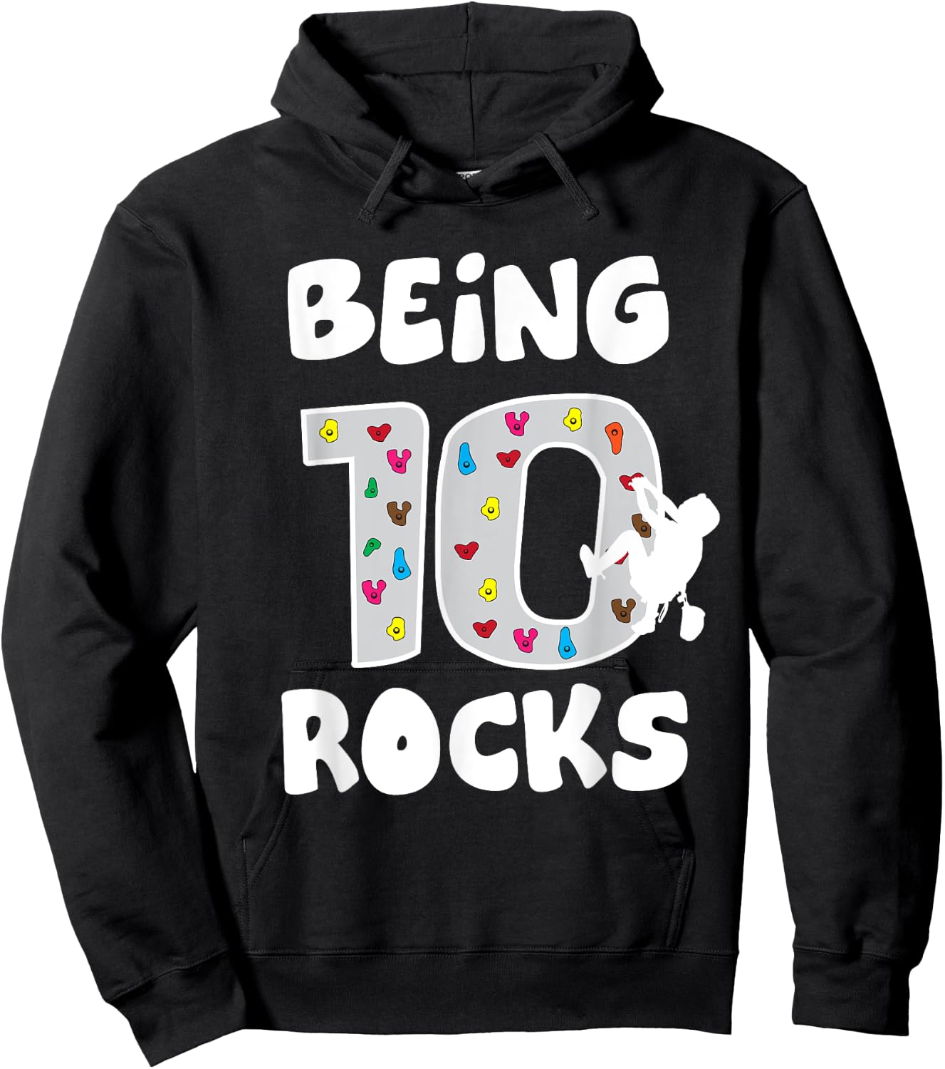 Rock Climbing Funny 10 Years Old 10th Birthday Gift Kids Hoodie - Hoodie | Black
