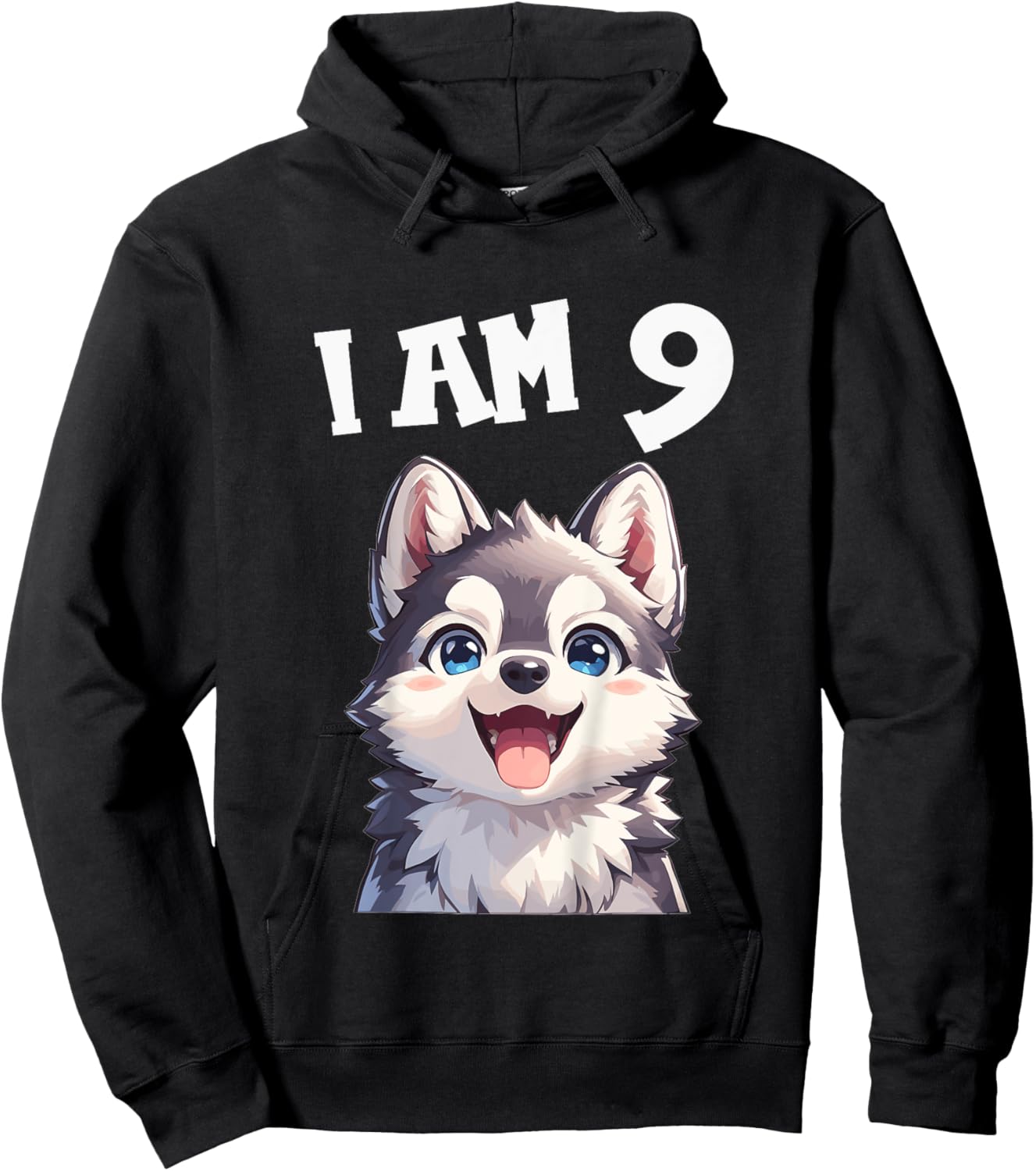 Kids 9 Years old 9th birthday Husky Dogs Husky Dog Hoodie - Hoodie | Black