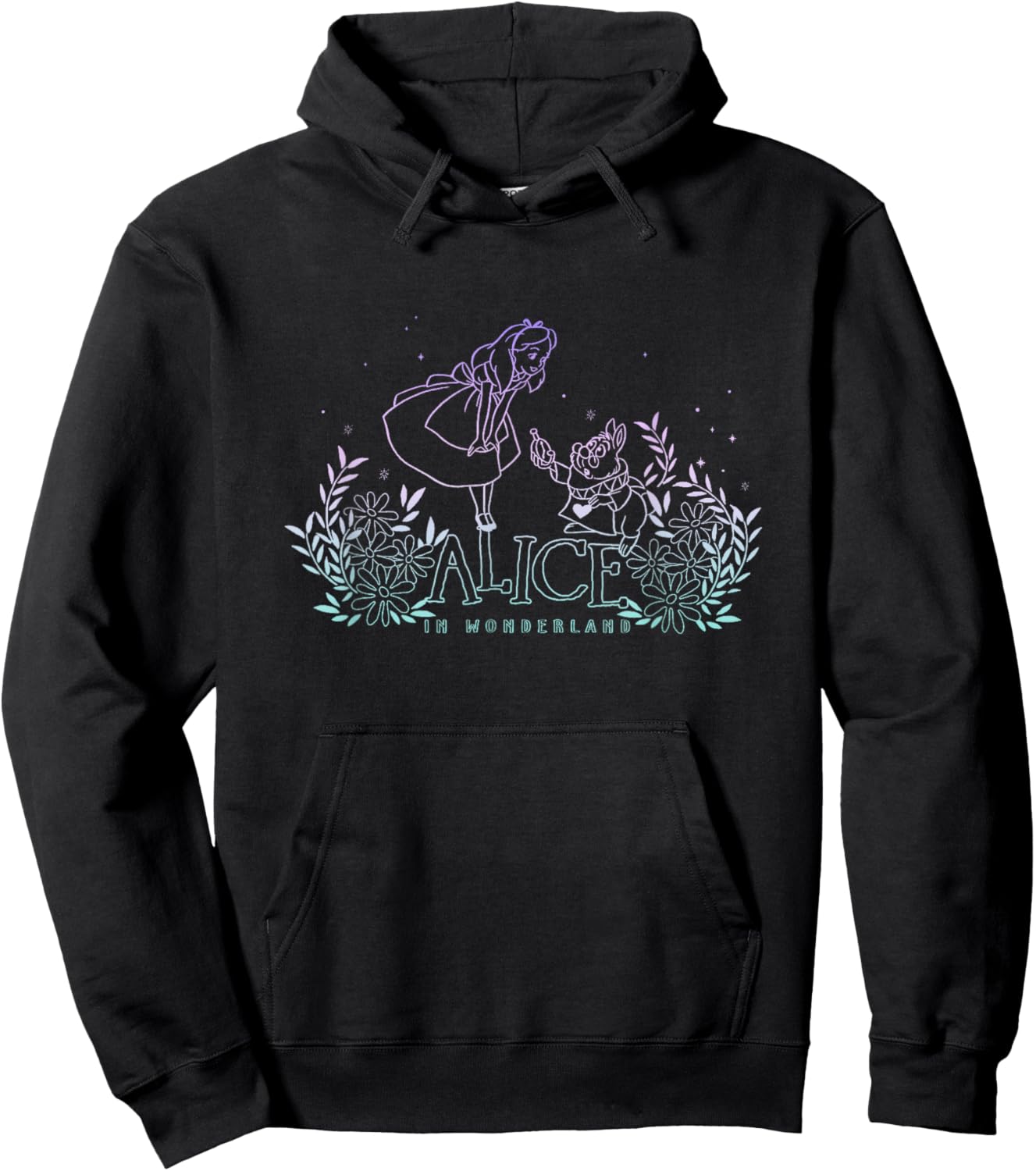 Disney Alice In Wonderland Alice Meets White Rabbit Dark Hoodie - Hoodie | Black