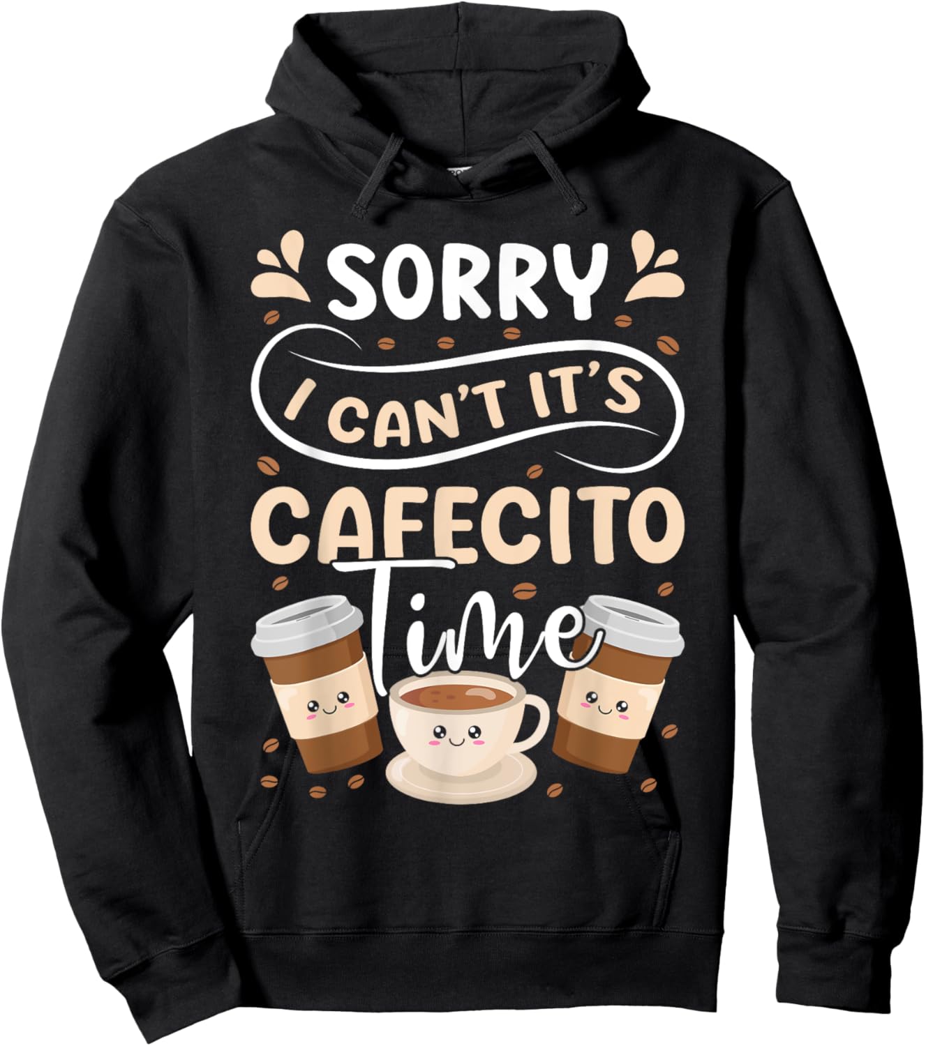 Cafecito & Concha Lovers Spanish Coffee Design Hoodie - Hoodie | Black