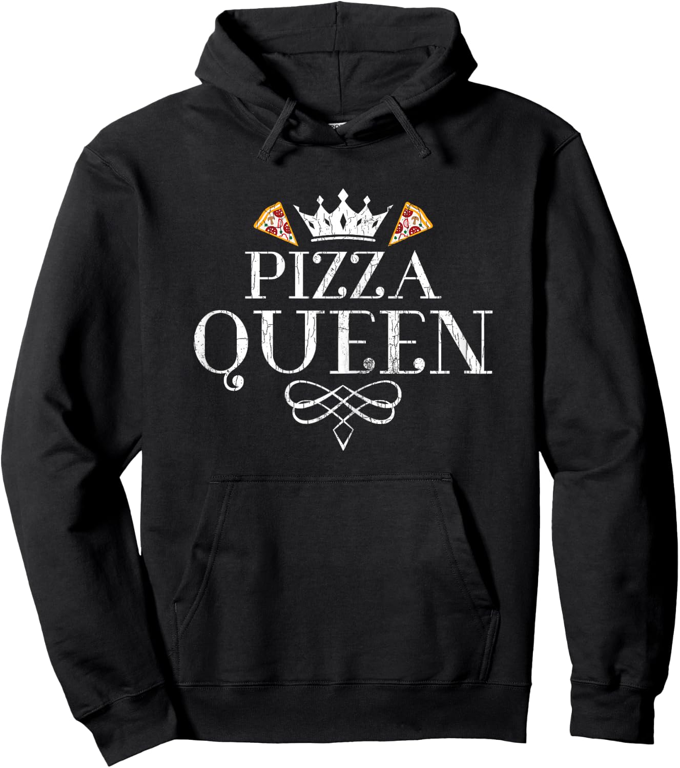 Pizza Queen Funny Eater Graphic Hoodie - Hoodie | Black