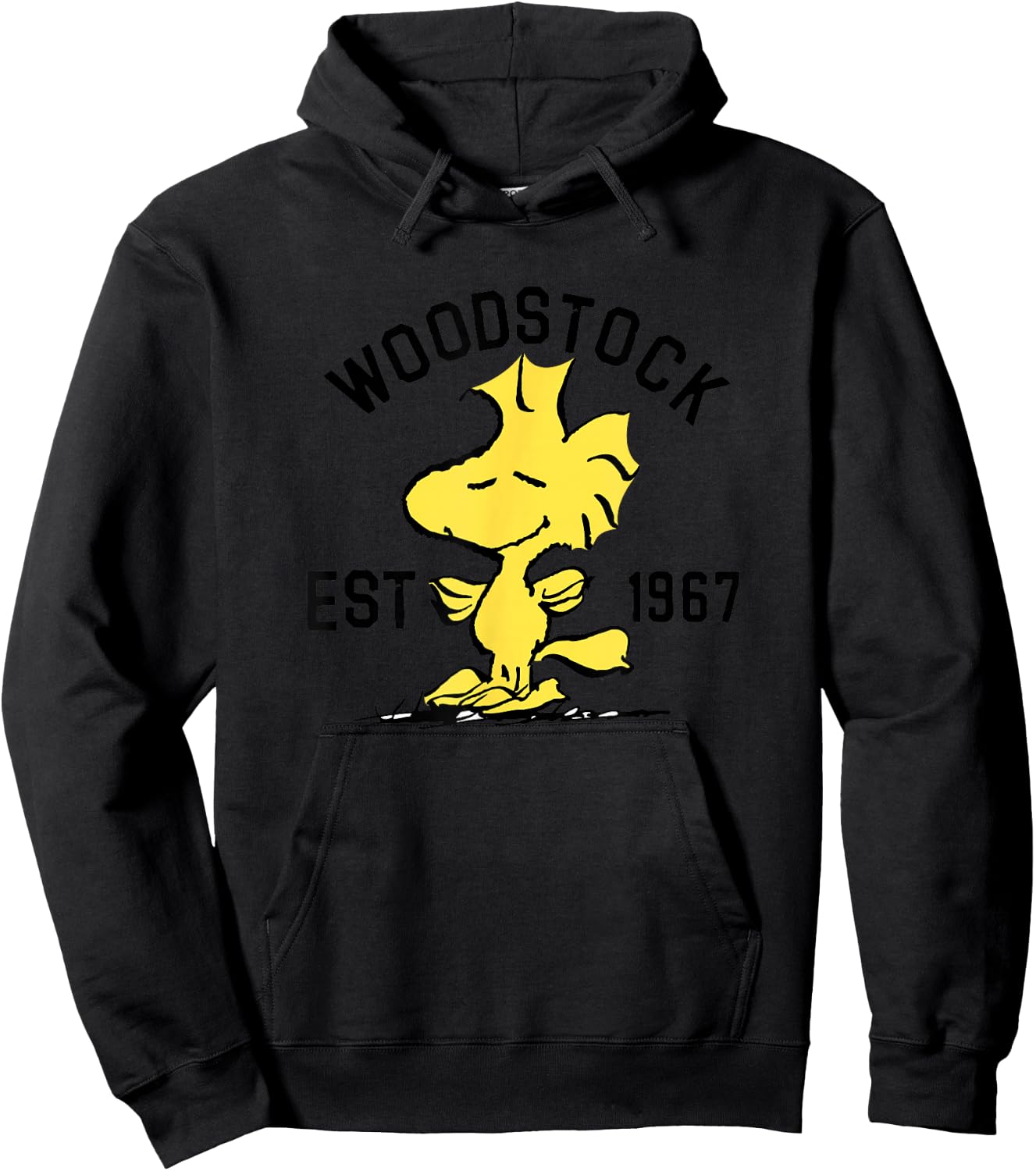 Peanuts Woodstock Graphic , Yellow, , Short Sleeve, Cotton 100%, Small Hoodie - Hoodie | Black