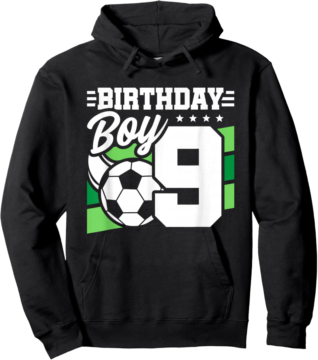Soccer Birthday Party - 9 Year Old Boy - 9th Birthday Hoodie - Hoodie | Black