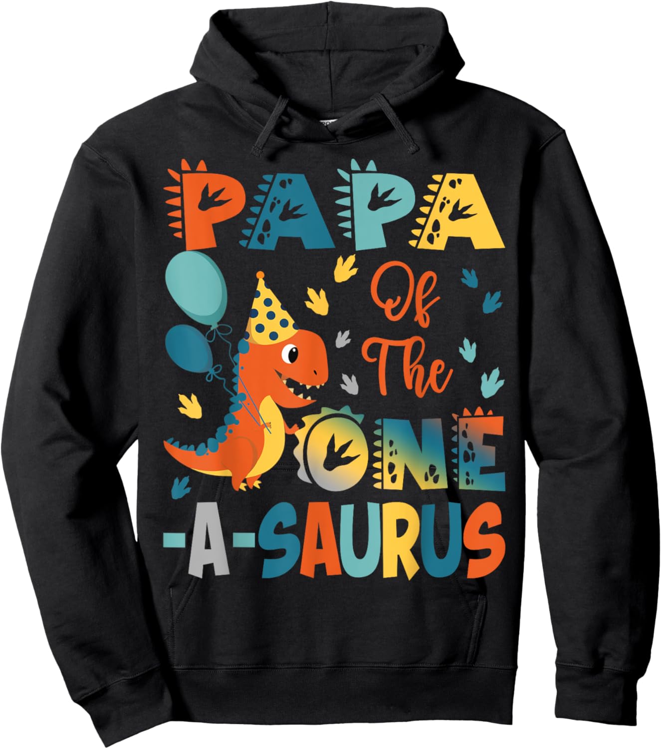 Papa Of The One-A-Saurus 2Nd Birthday Dinosaur Party Hoodie - Hoodie | Black