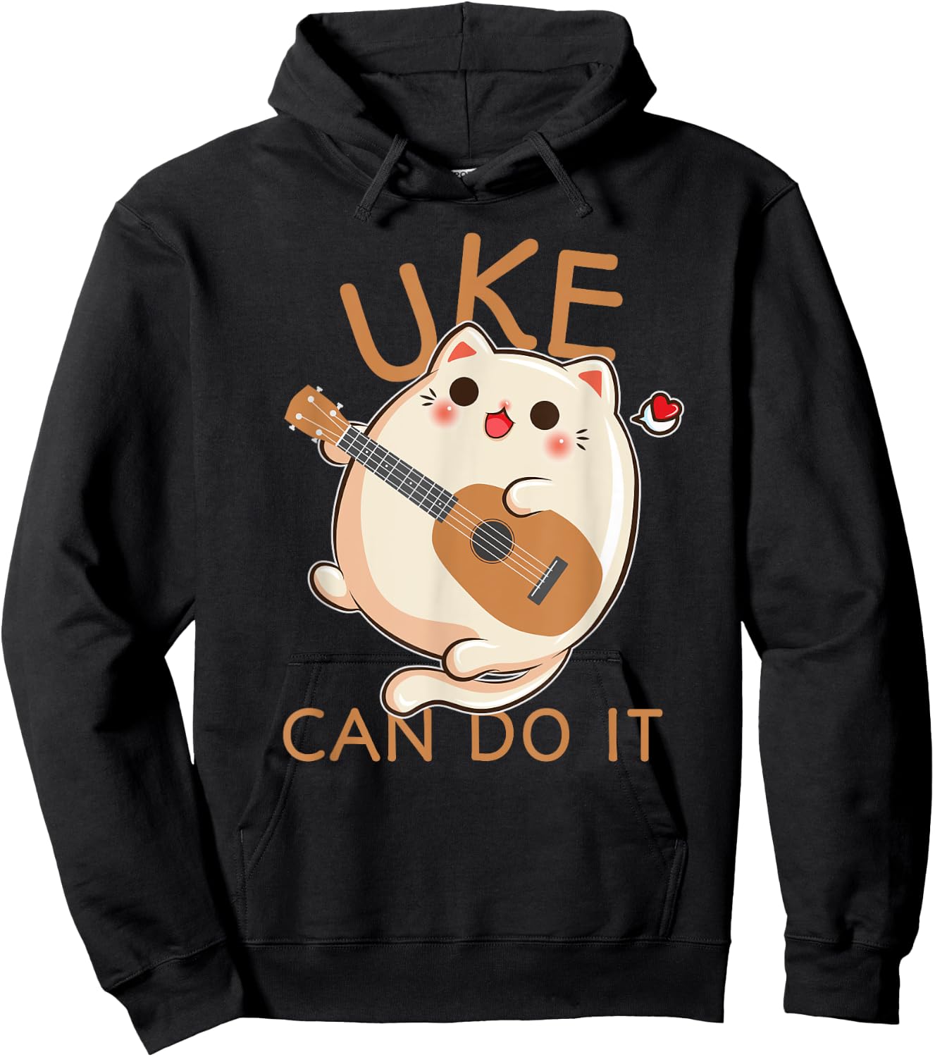 Ukulele print Funny Uke Can Do It Cat Playing product Gift Hoodie - Hoodie | Black