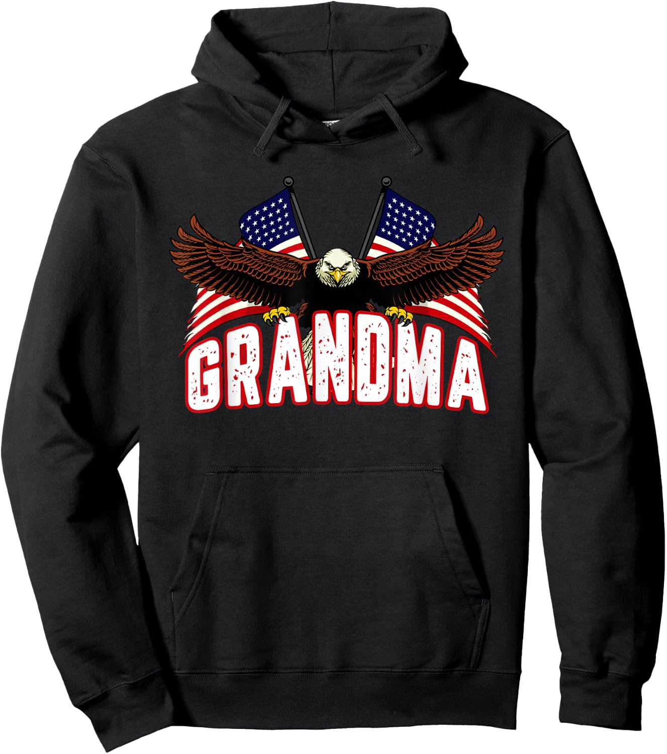 Retro Grandma American Flag Bald Eagle Patriotic 4th of July Men Hoodie - Hoodie | Black