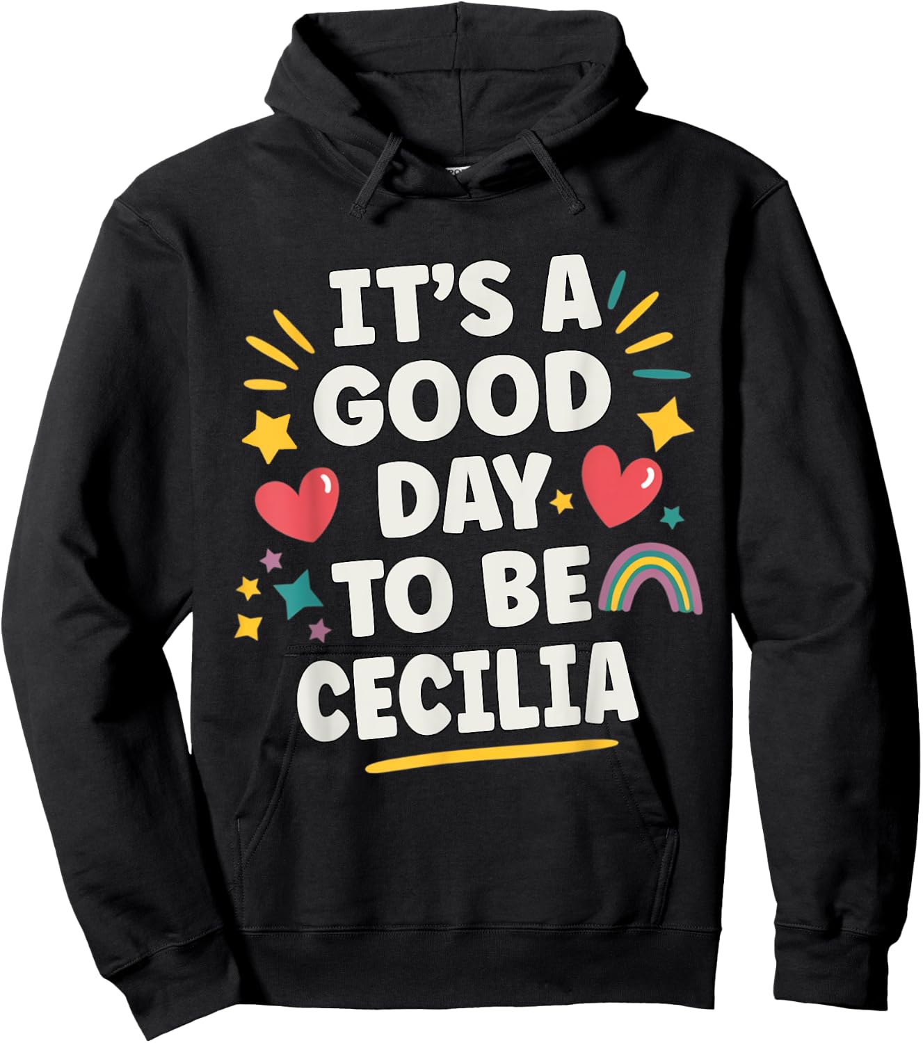 Cecilia Personalized Retro Girls Custom Cecilia Name Hoodie - Hoodie | Black