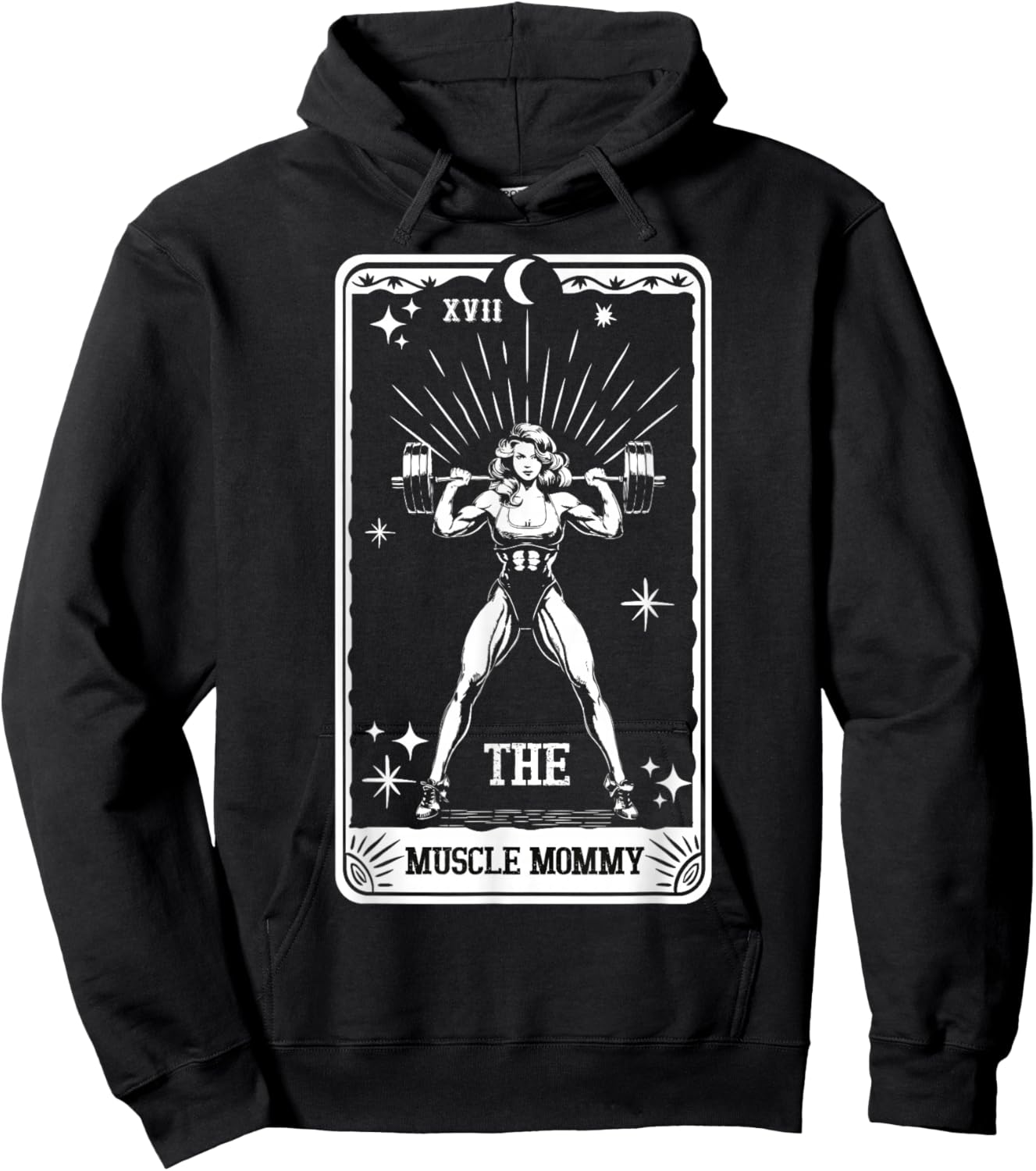 Retro The Muscle Mommy Tarot Card Gym Pump Cover Workout Hoodie - Hoodie | Black