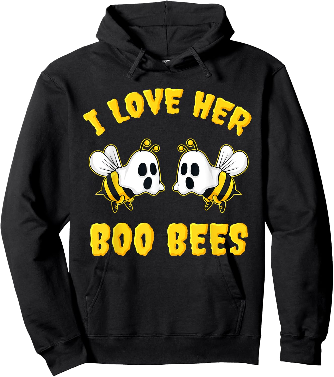 Halloween I Love Her Boo Bees Funny Hoodie - Hoodie | Black